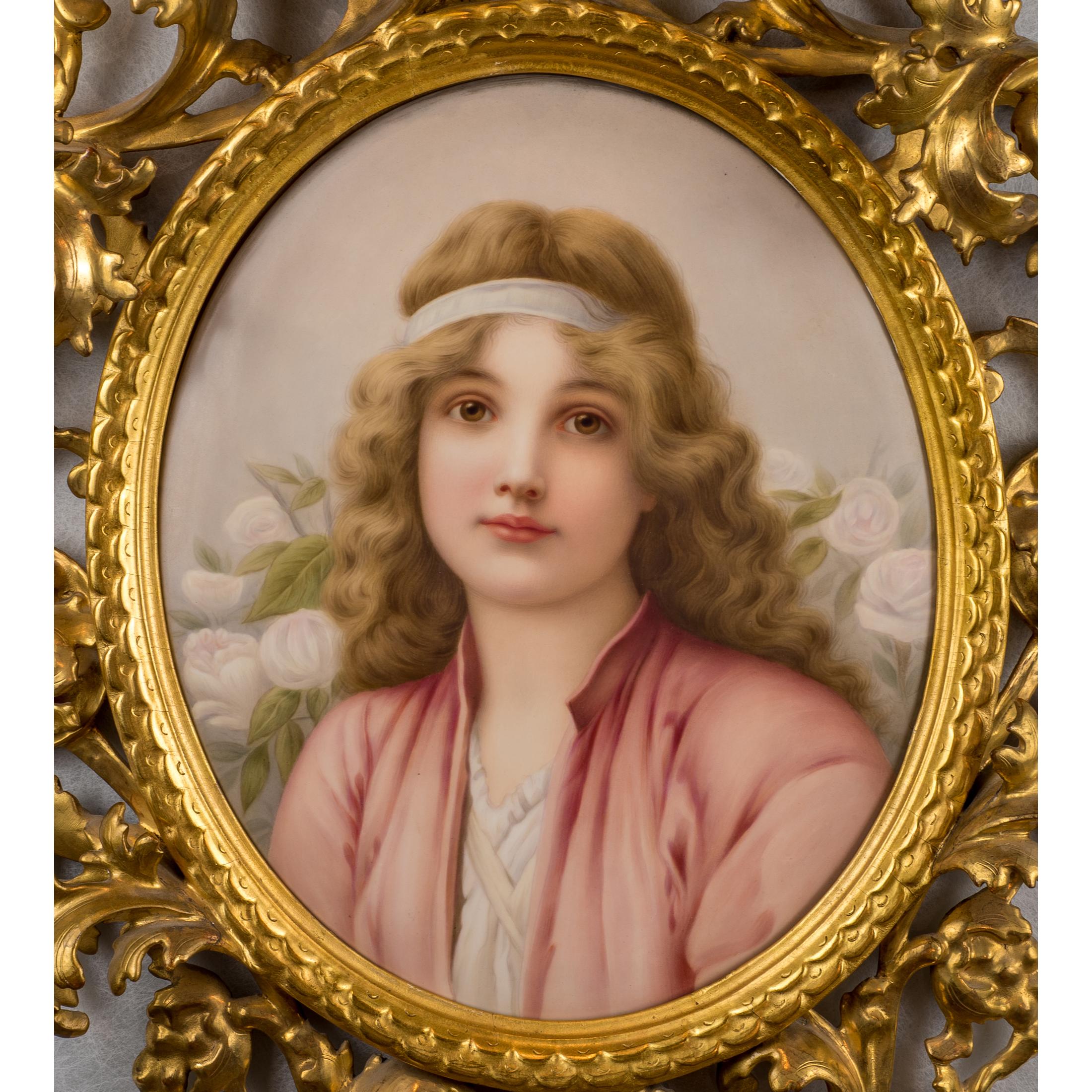 Painted Fine Quality KPM Porcelain Plaque of a Young Woman For Sale