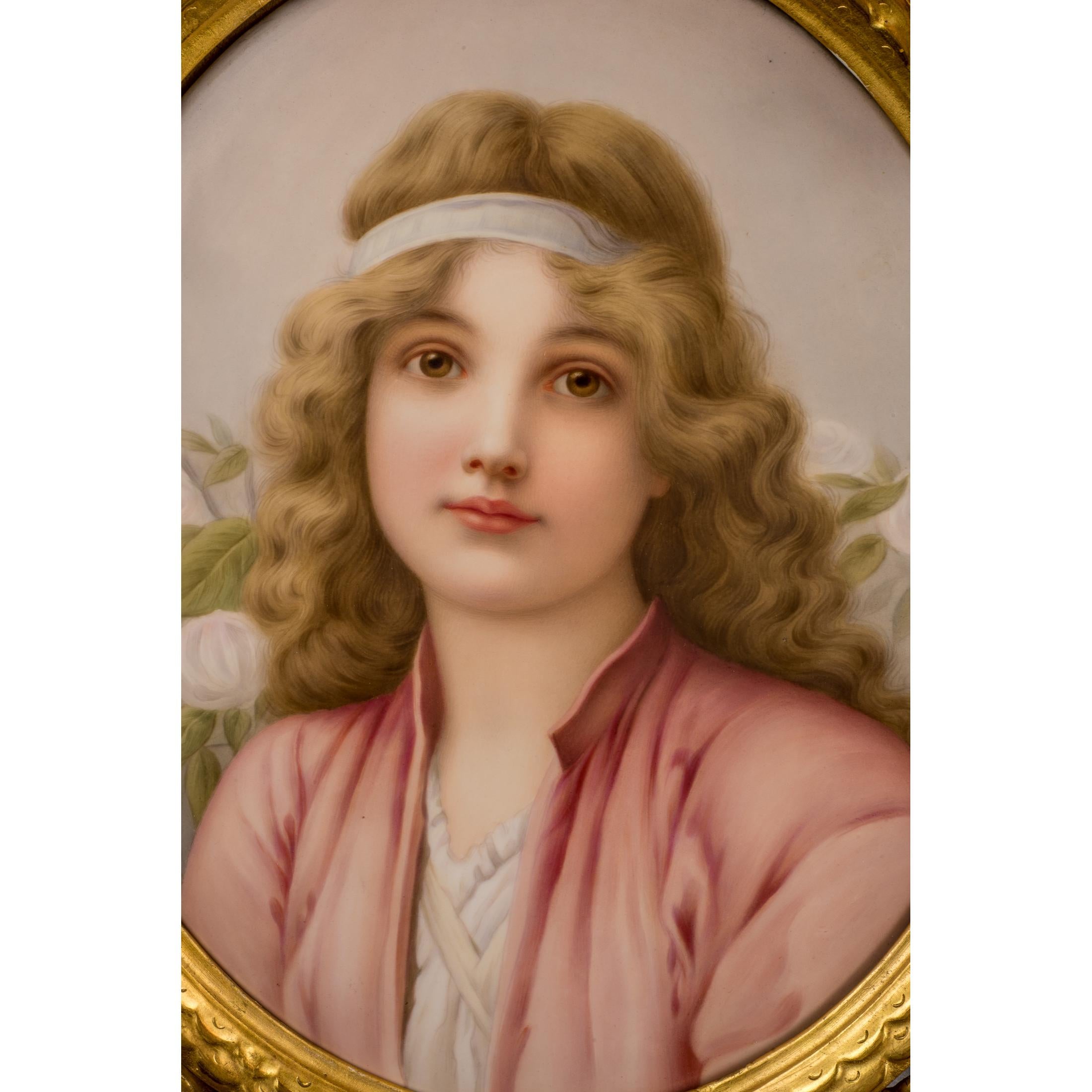 Fine Quality KPM Porcelain Plaque of a Young Woman In Good Condition For Sale In New York, NY