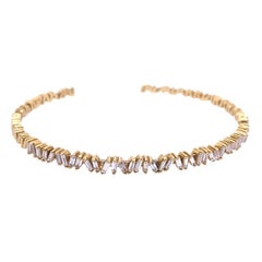 Bracciale 3/4 da donna di alta qualità con taglio baguette da 1,08 carati in oro giallo 18 carati
