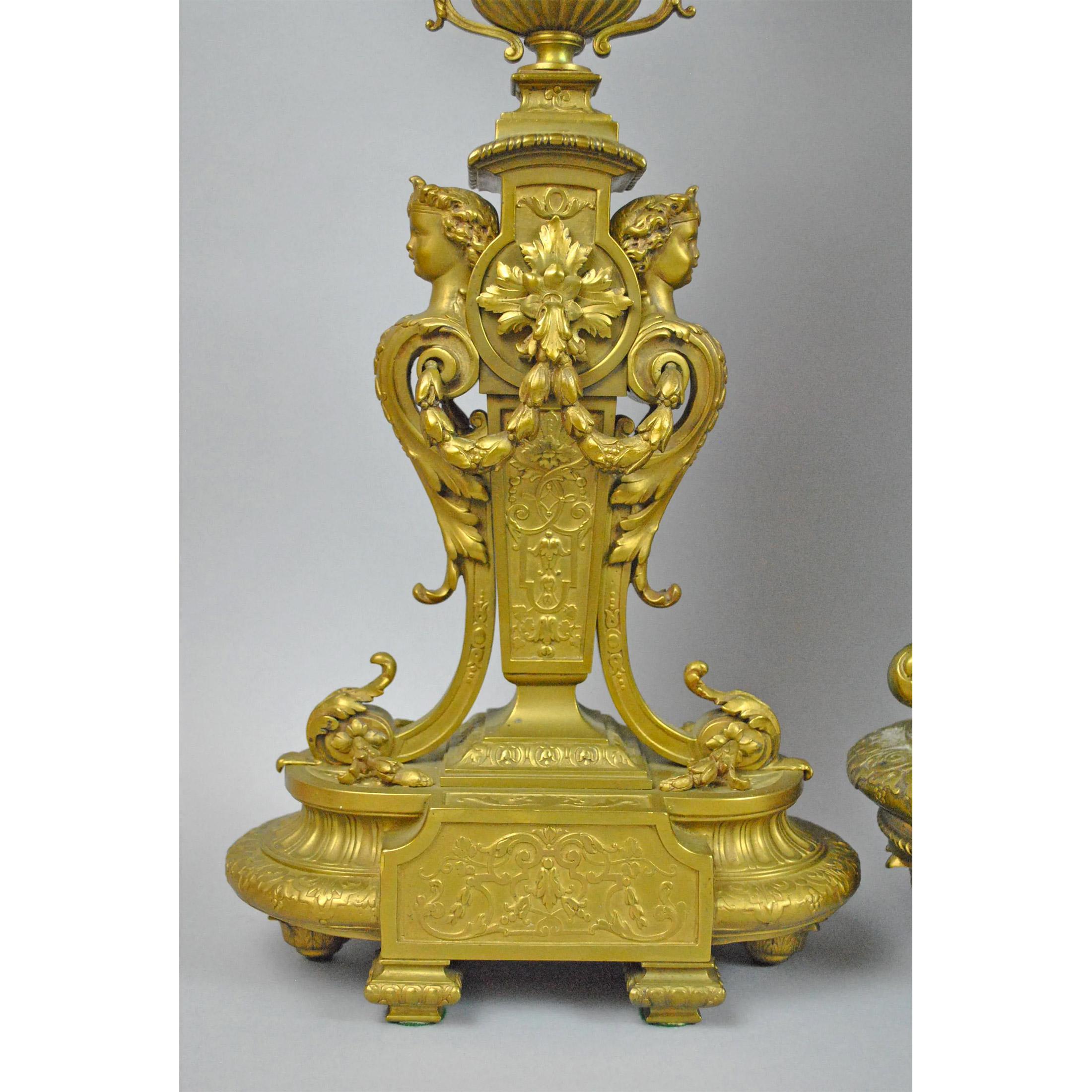 Fine Quality Large French Gilt Bronze French Clock Set 3