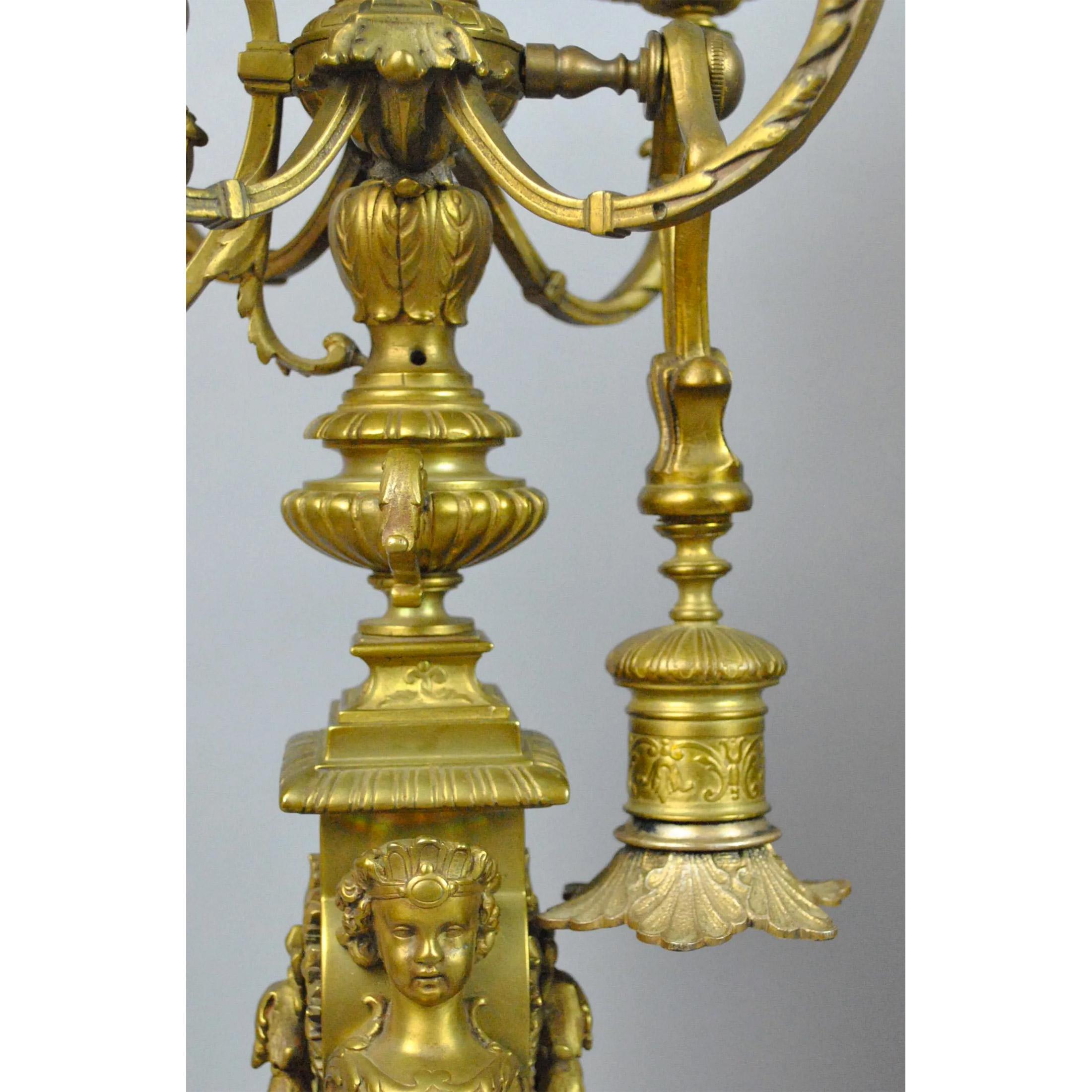 Fine Quality Large French Gilt Bronze French Clock Set 4