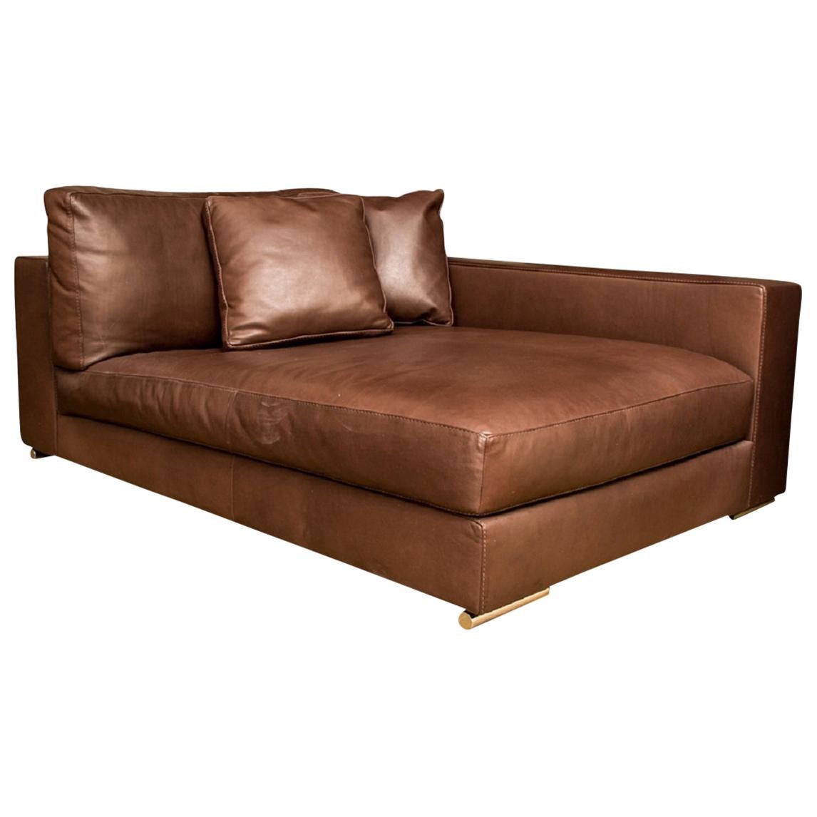 Fine Quality Large Scale Brown Leather Lounge by Rivolta, Italy