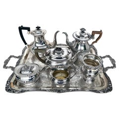 Fine Quality Large Size Traditional Victorian Silver Plated 7 Piece Tea Service