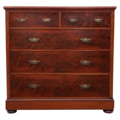 Antique Fine Quality Large Victorian Flame Mahogany Chest of Drawers from circa 1900, An