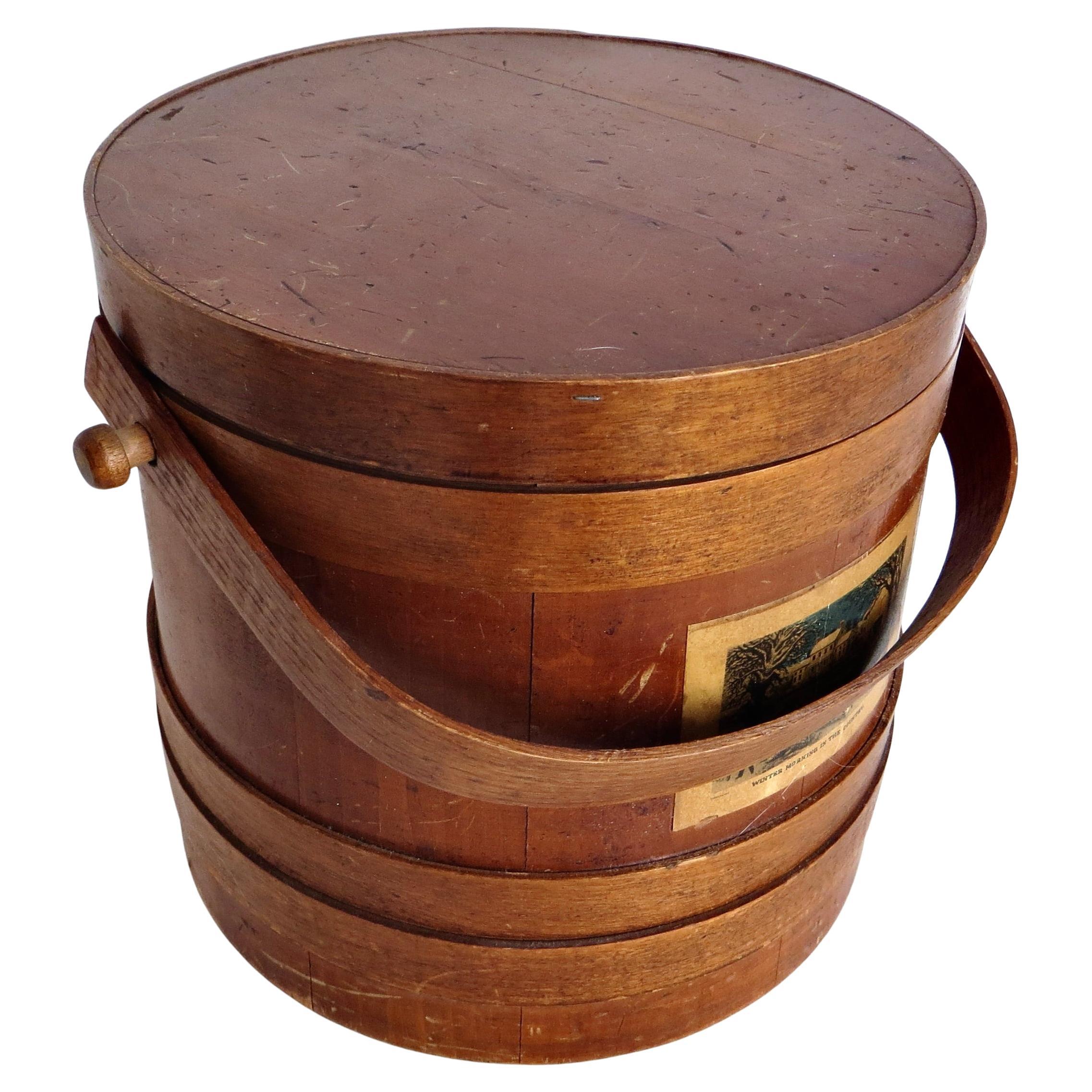 Fine Quality Late 19th Century Pennsylvania Shaker Bucket With Lid. All Original For Sale