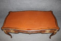 Fine Quality Leather Top French Louis XV Gilt Bronze Carved Walnut Desk
