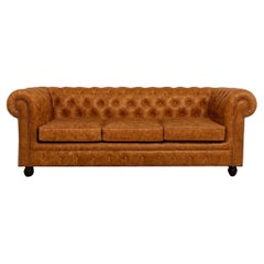 Fine Quality Light Brown Distressed Leather English Chesterfield Sofa 8ft lang.
