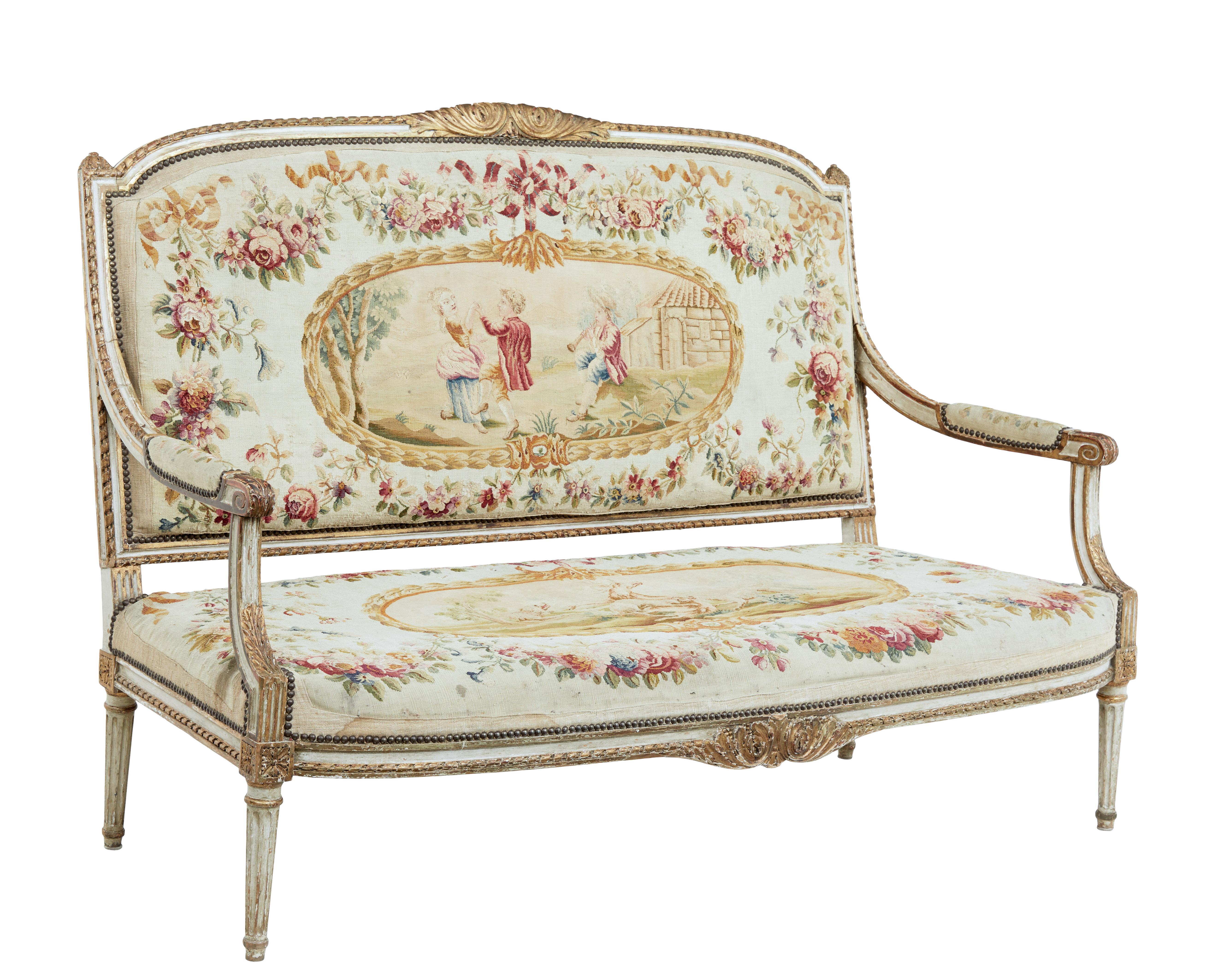 Fine Quality Louis Philippe i Period 5 Piece Tapestry Gilt Salon Suite 3