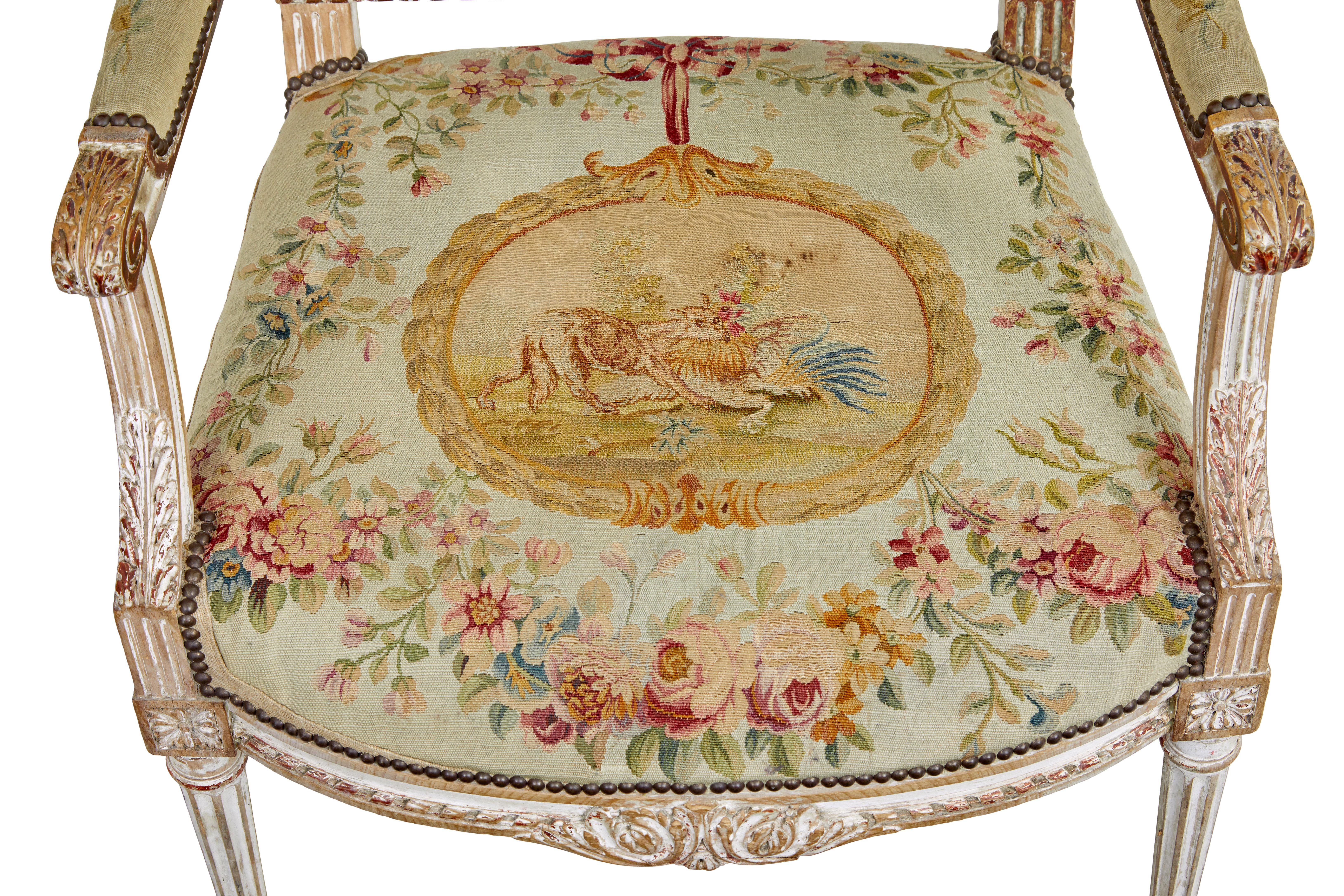 Fine quality Louis Philippe I period 5 piece tapestry gilt salon suite For Sale 3