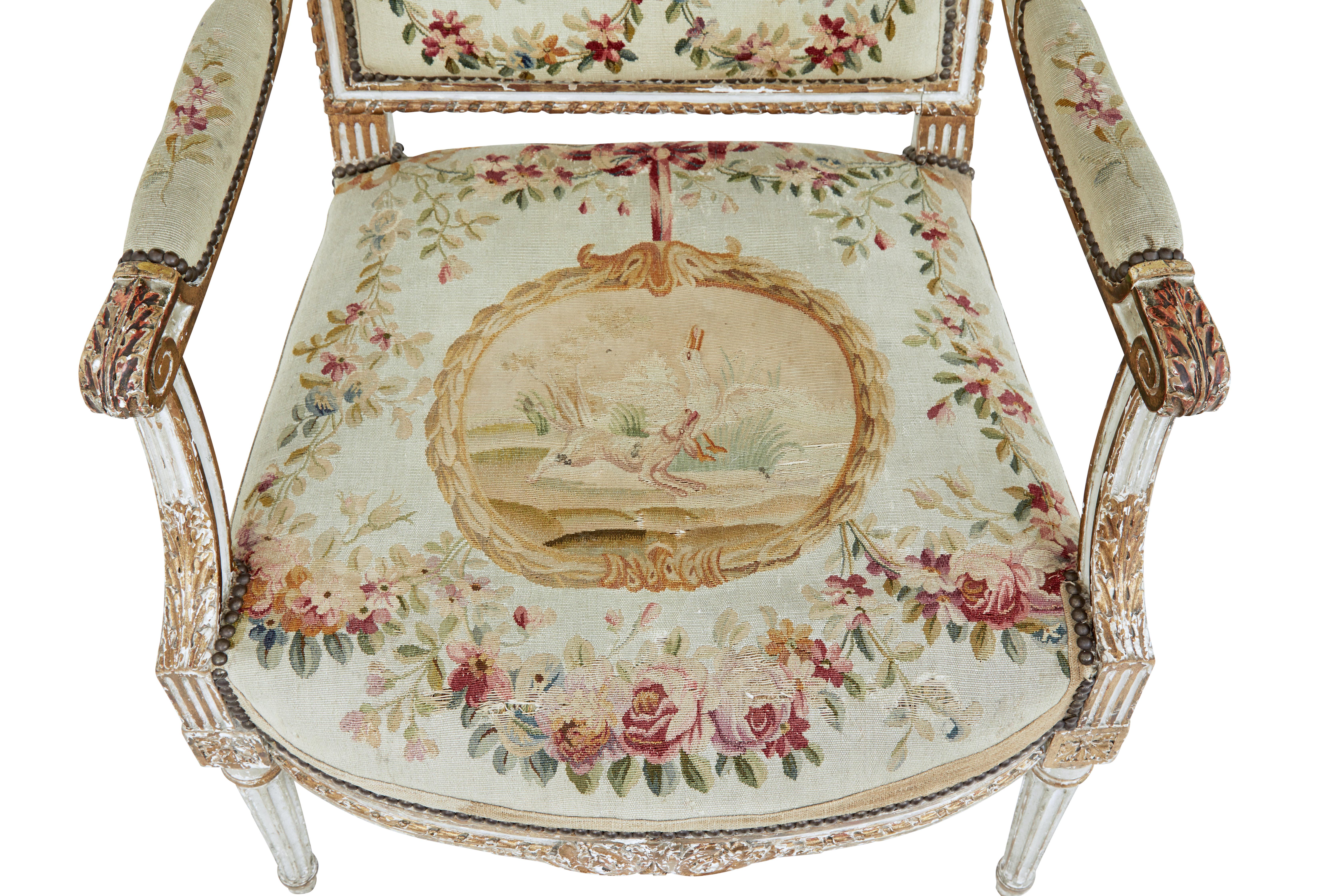 Fine Quality Louis Philippe i Period 5 Piece Tapestry Gilt Salon Suite 5