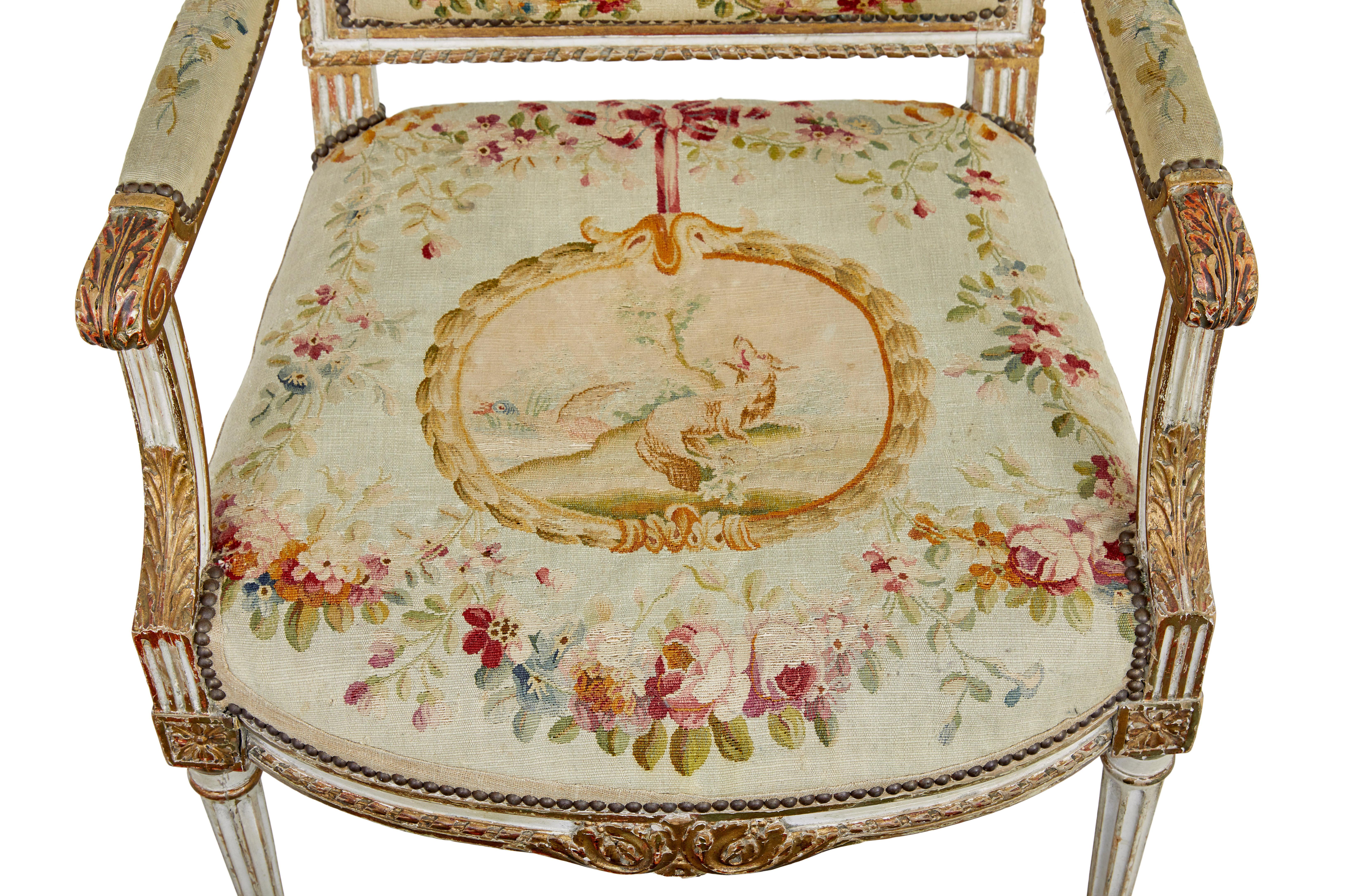 Fine quality Louis Philippe I period 5 piece tapestry gilt salon suite For Sale 5