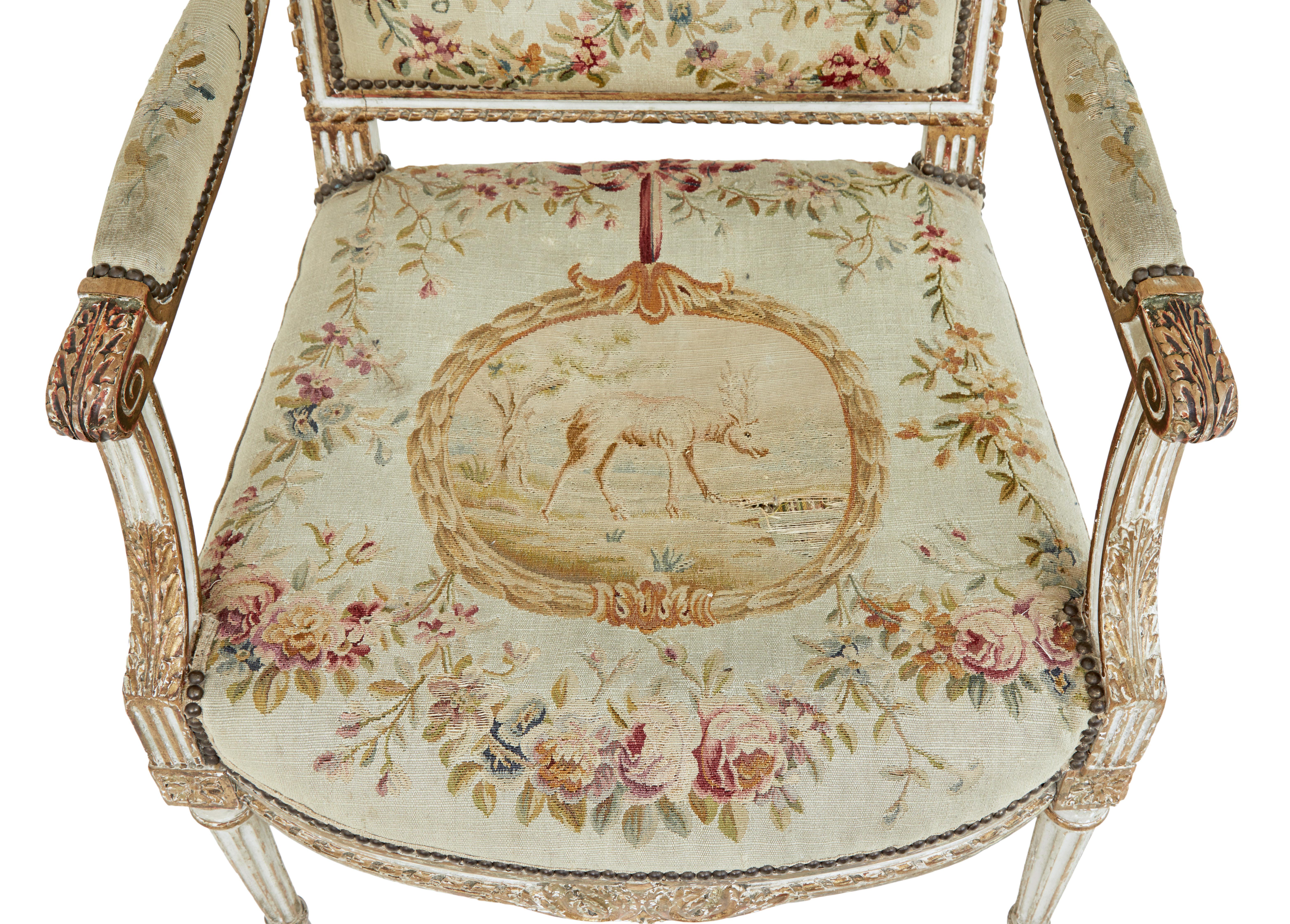 Fine Quality Louis Philippe i Period 5 Piece Tapestry Gilt Salon Suite 6