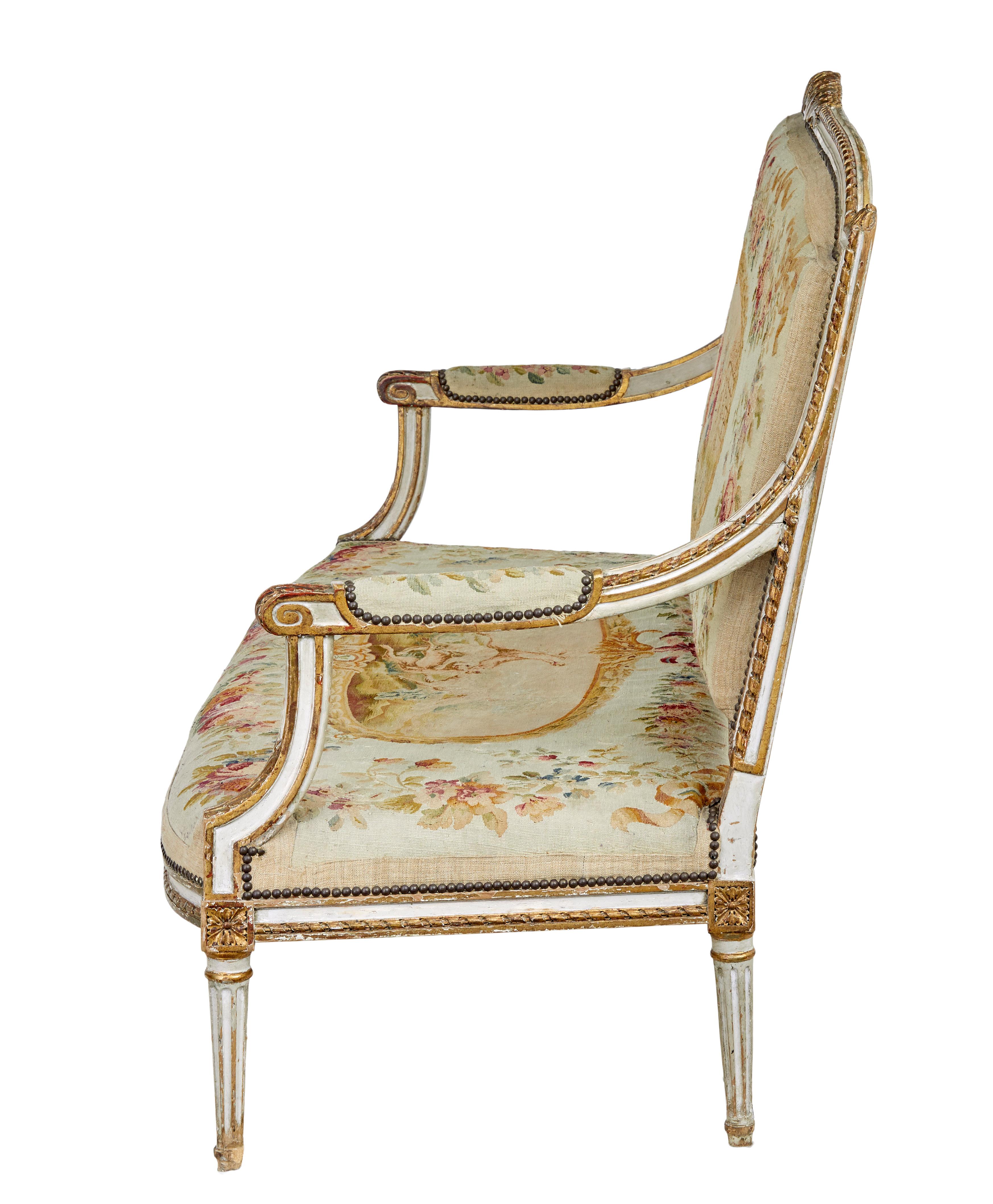 Fine quality Louis Philippe I period 5 piece tapestry gilt salon suite For Sale 6