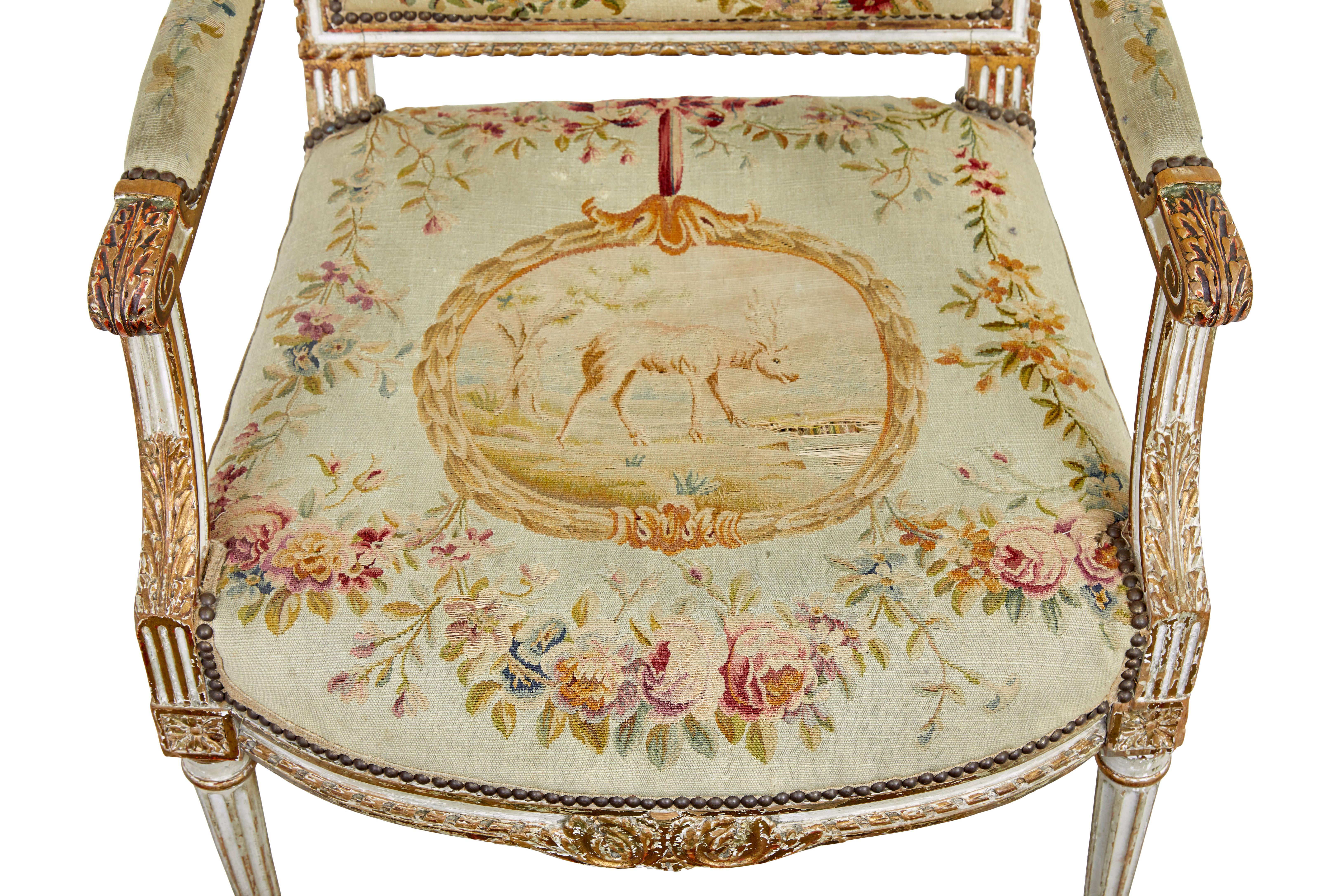 Fine quality Louis Philippe I period 5 piece tapestry gilt salon suite For Sale 6