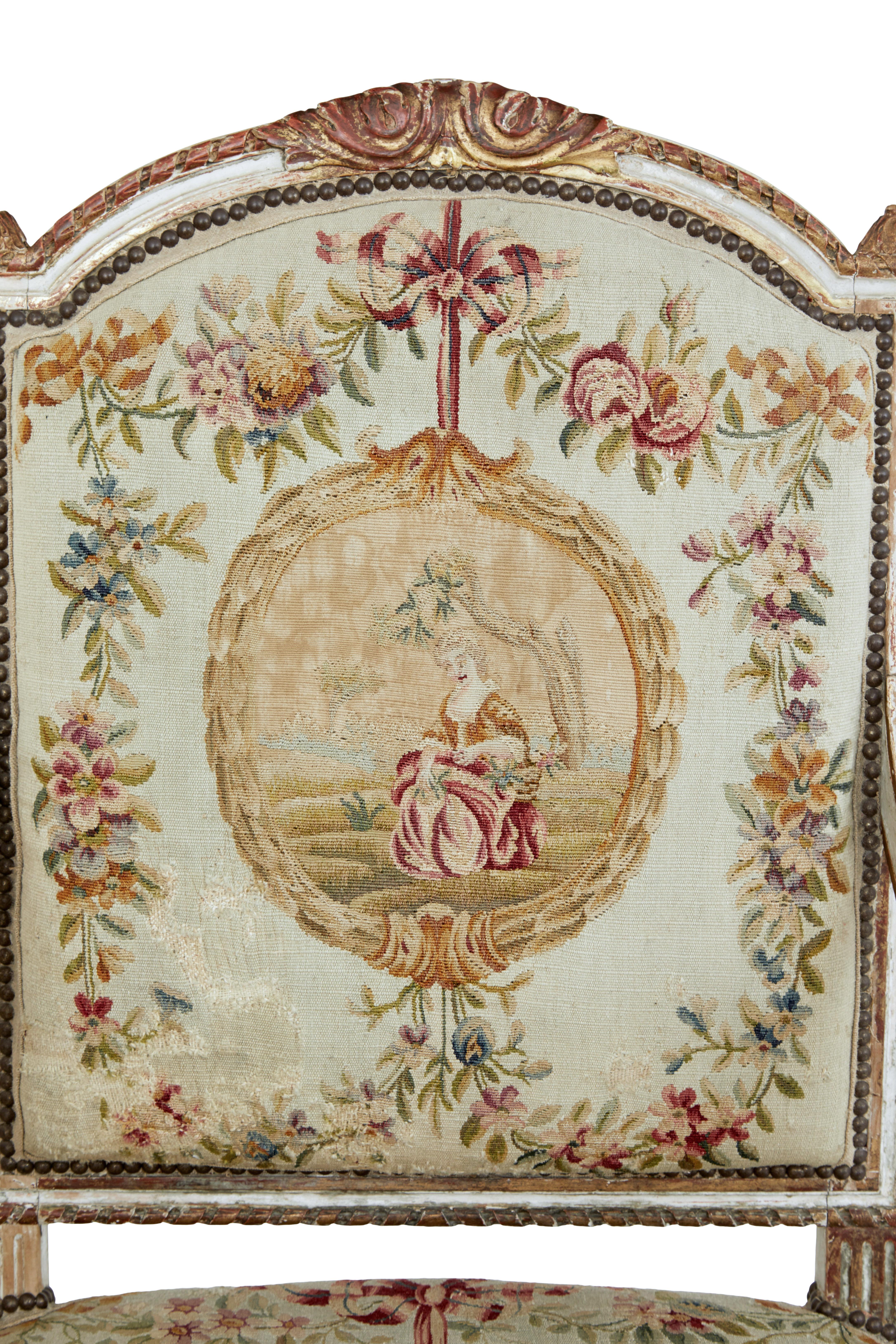 Fine Quality Louis Philippe i Period 5 Piece Tapestry Gilt Salon Suite 8