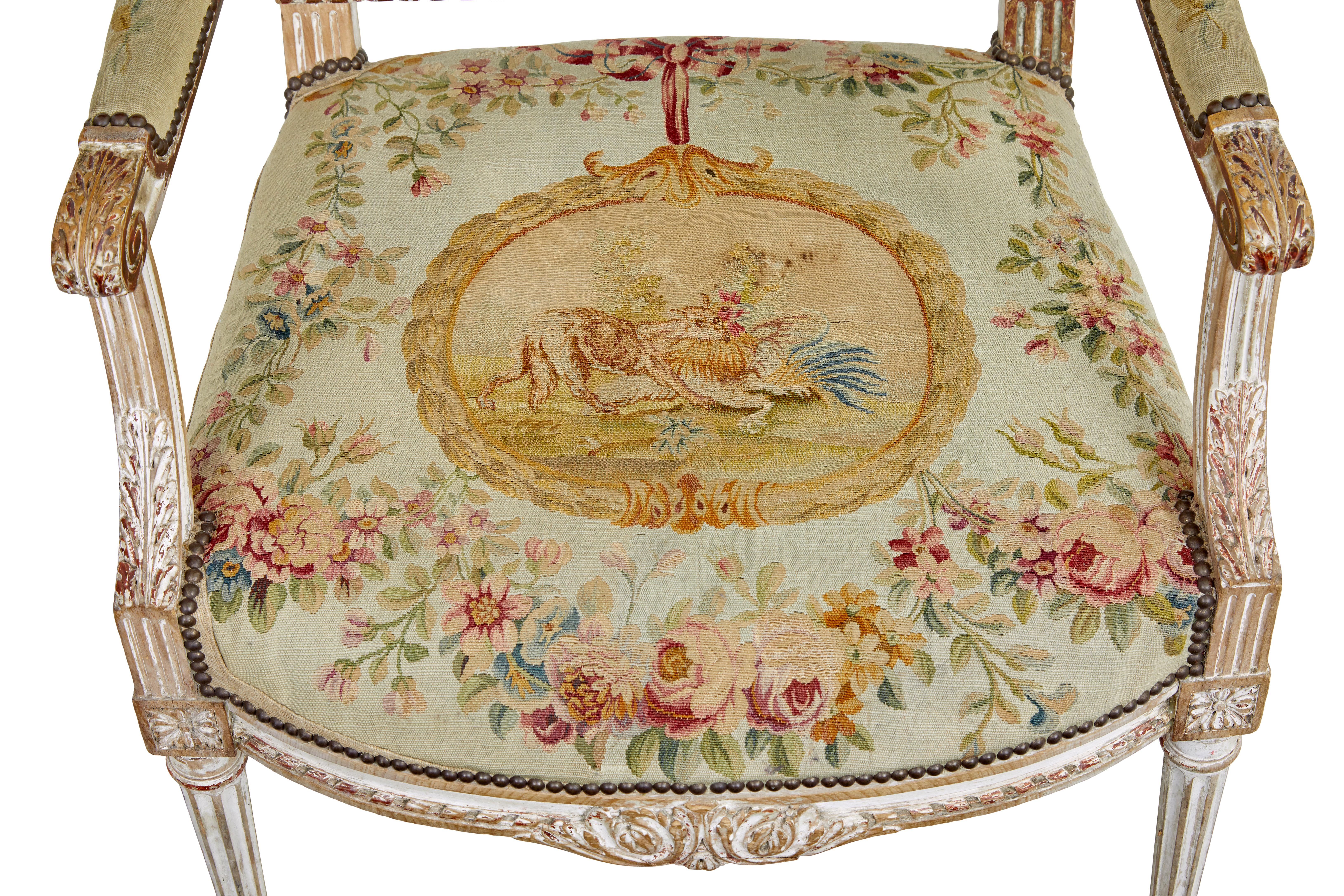 Fine quality Louis Philippe I period 5 piece tapestry gilt salon suite For Sale 8