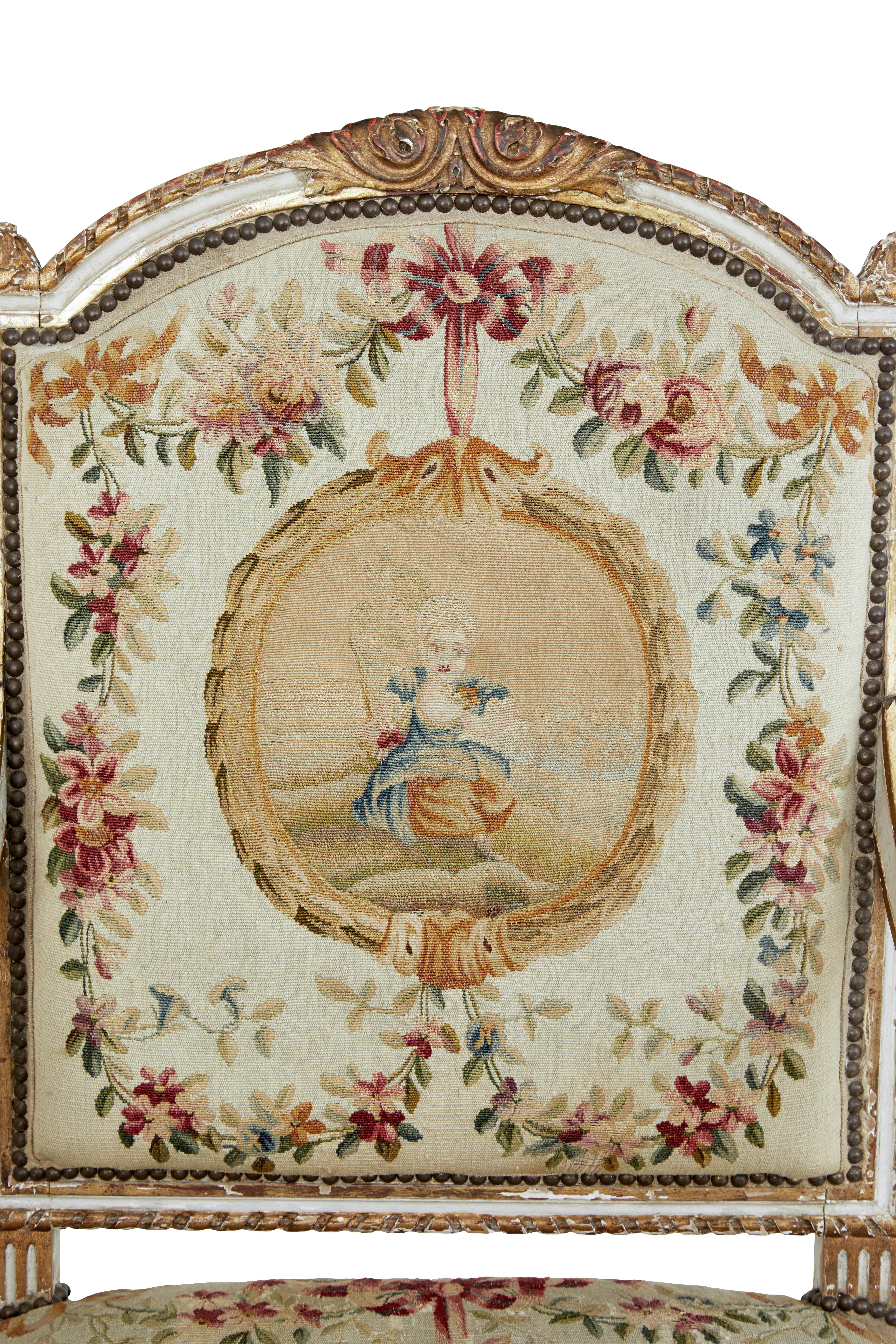 Fine Quality Louis Philippe i Period 5 Piece Tapestry Gilt Salon Suite 9
