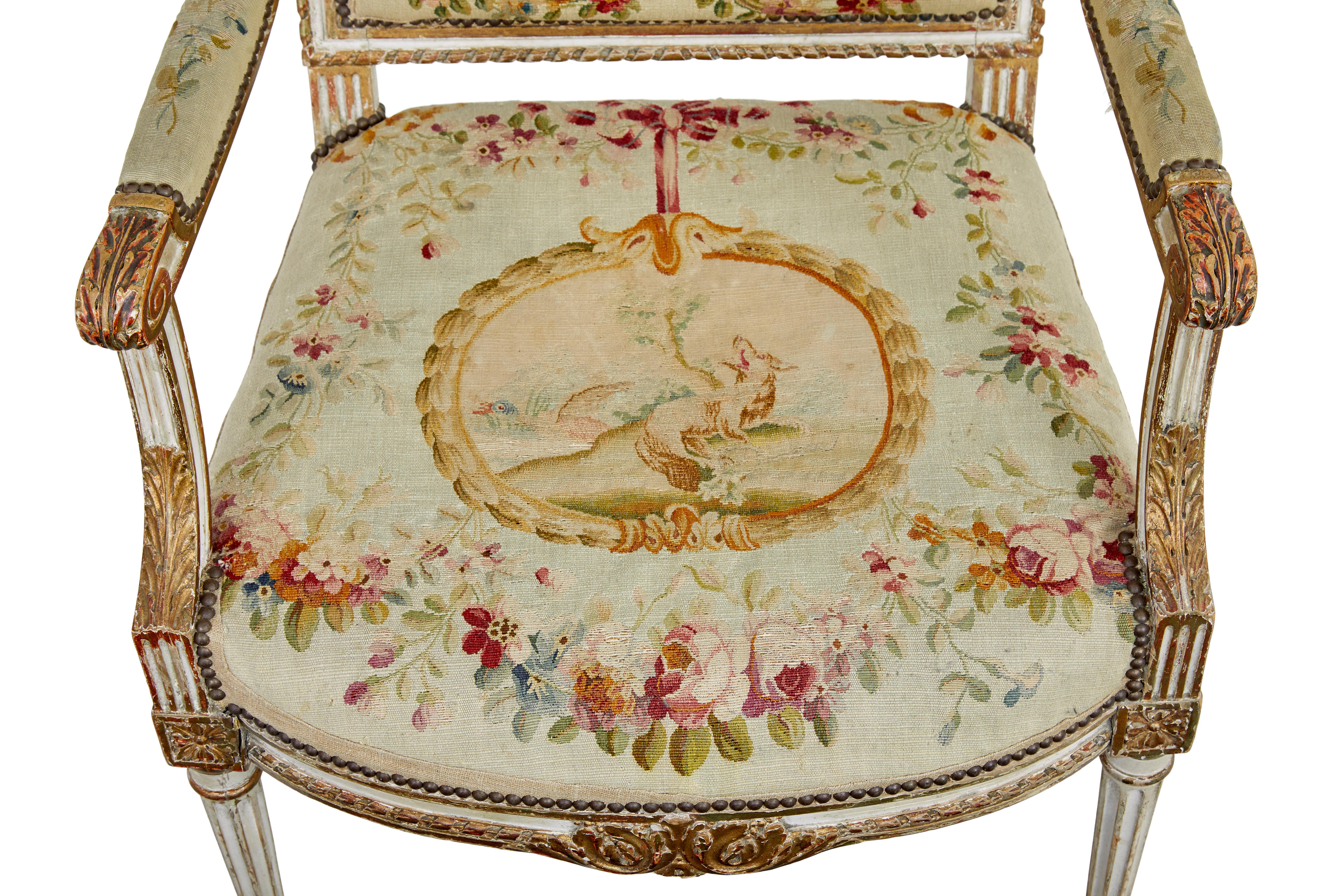 Fine quality Louis Philippe I period 5 piece tapestry gilt salon suite For Sale 10