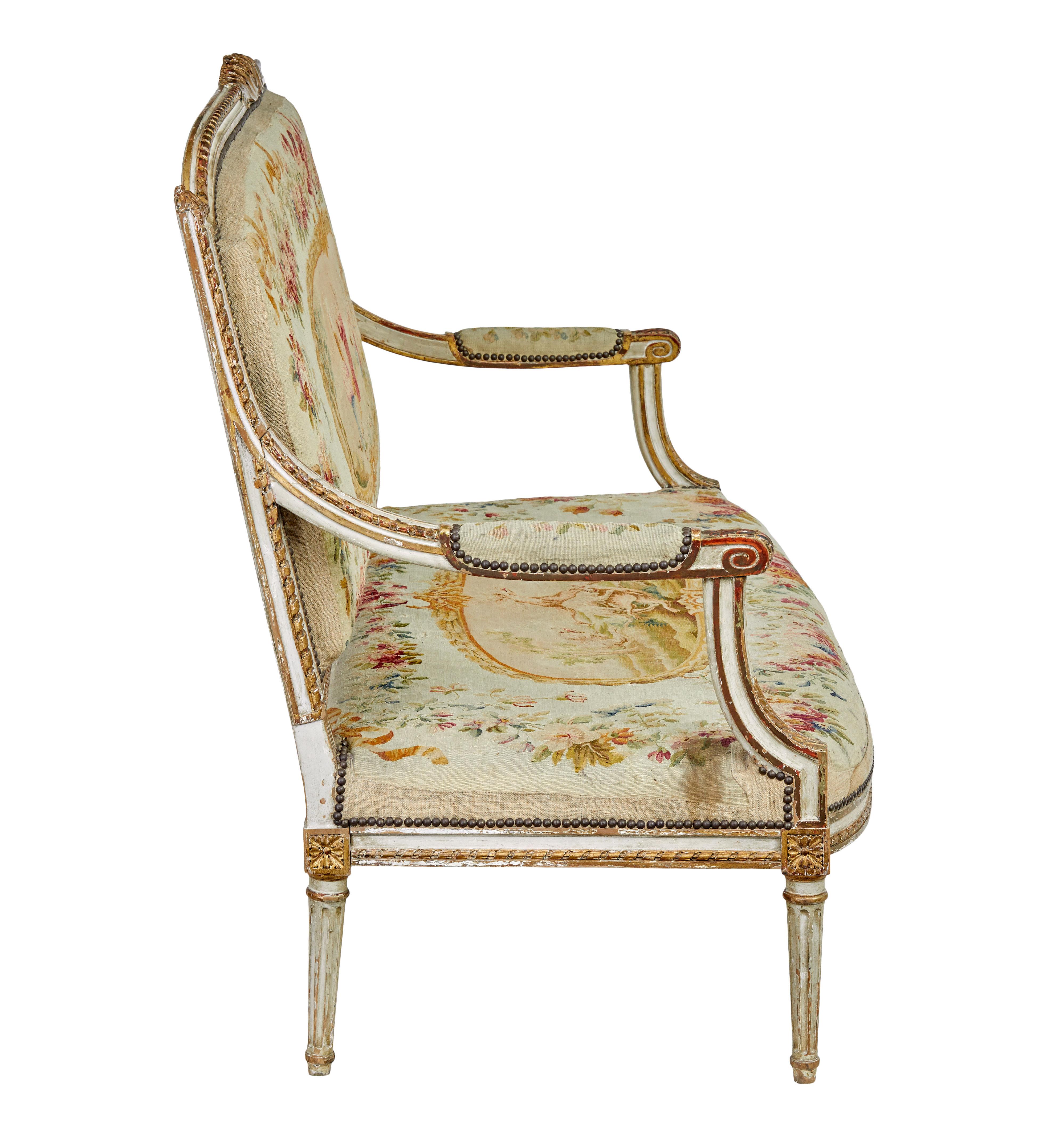 Fine quality Louis Philippe I period 5 piece tapestry gilt salon suite For Sale 11