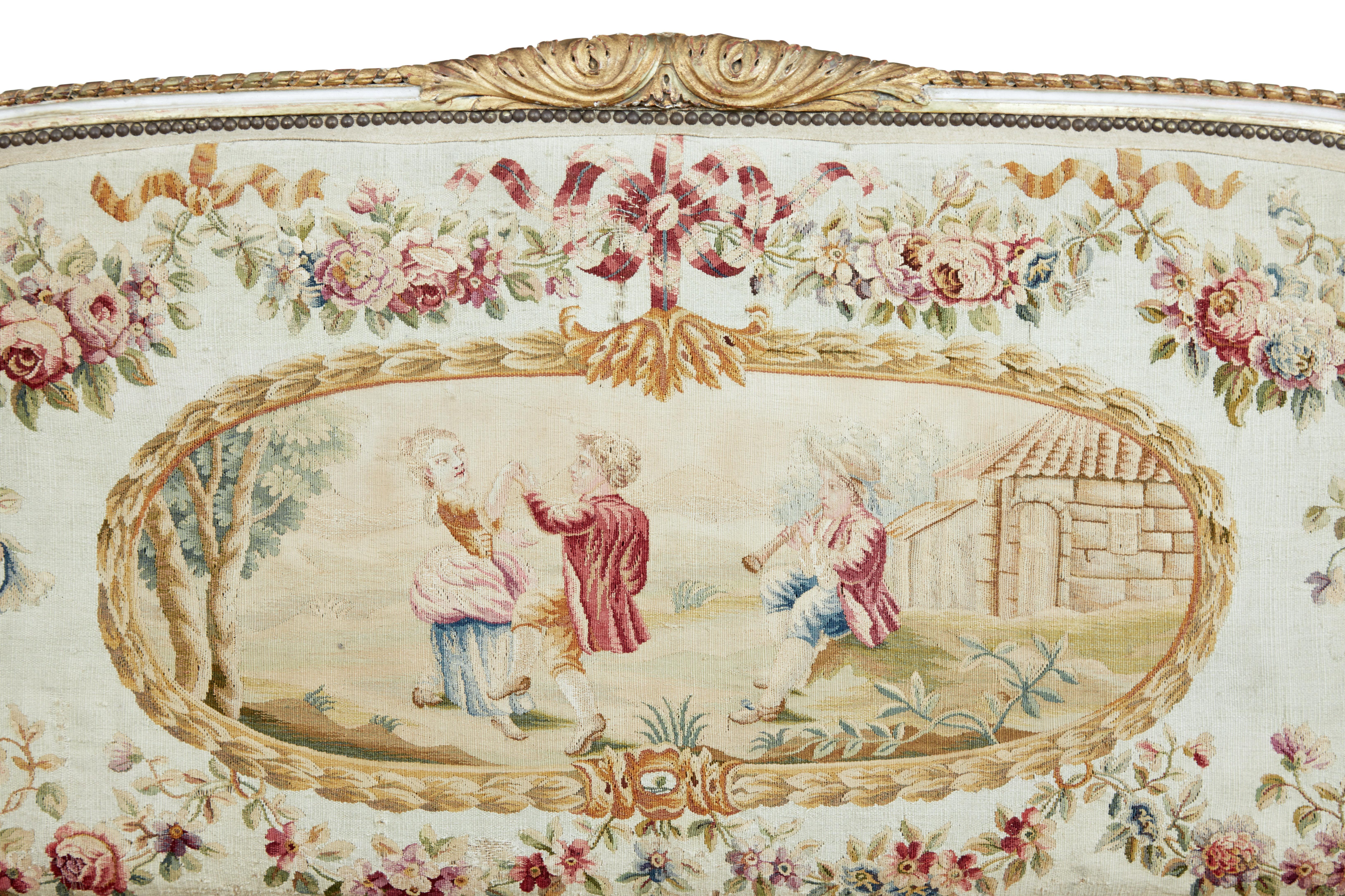 Fine Quality Louis Philippe i Period 5 Piece Tapestry Gilt Salon Suite 12
