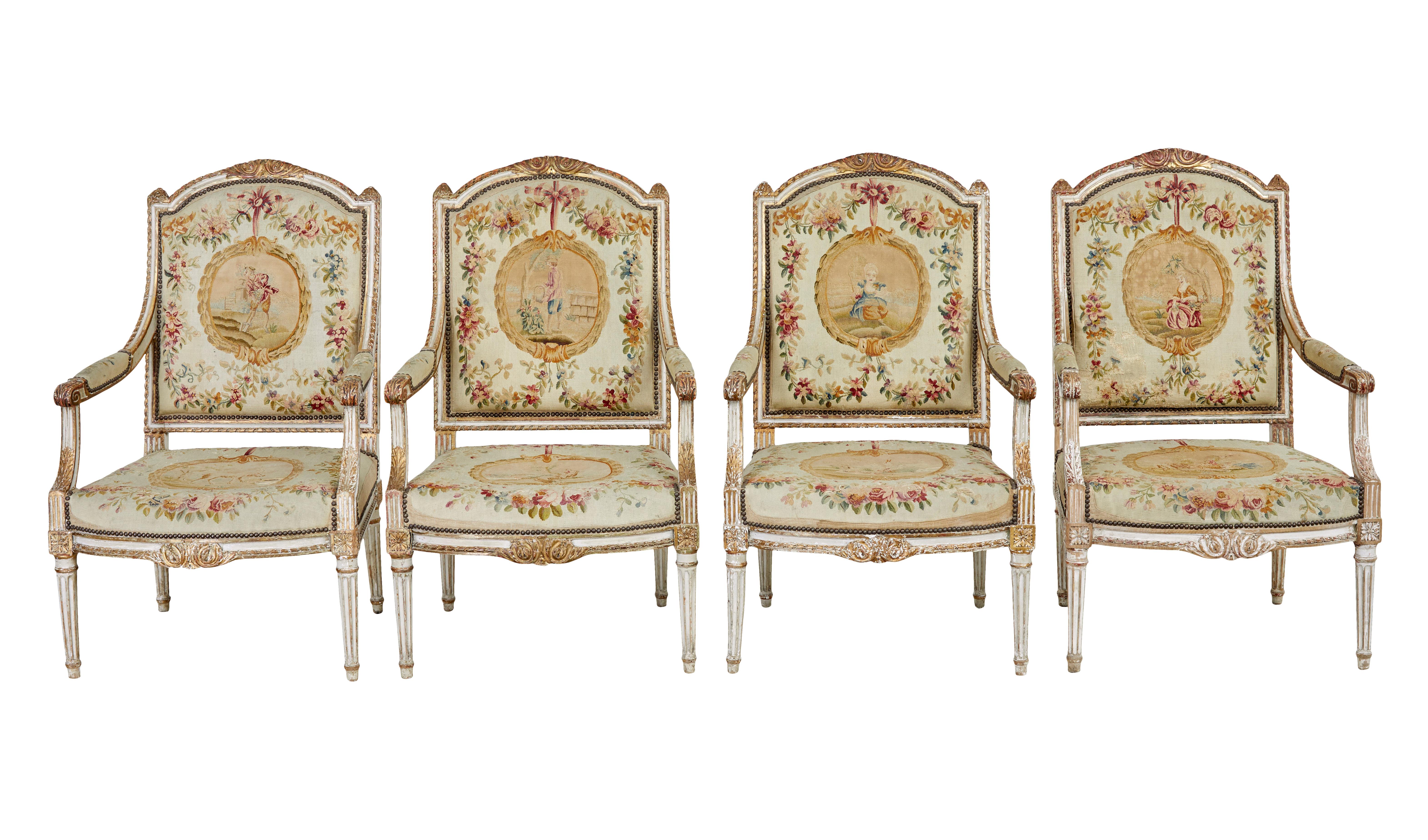 Fine quality Louis Philippe I period 5 piece gilt salon suite circa 1830.

We are pleased to offer this superb quality gilt salon suite with original tapestry covering, from the period of louis philippe the first of france.

Set comprises of a sofa