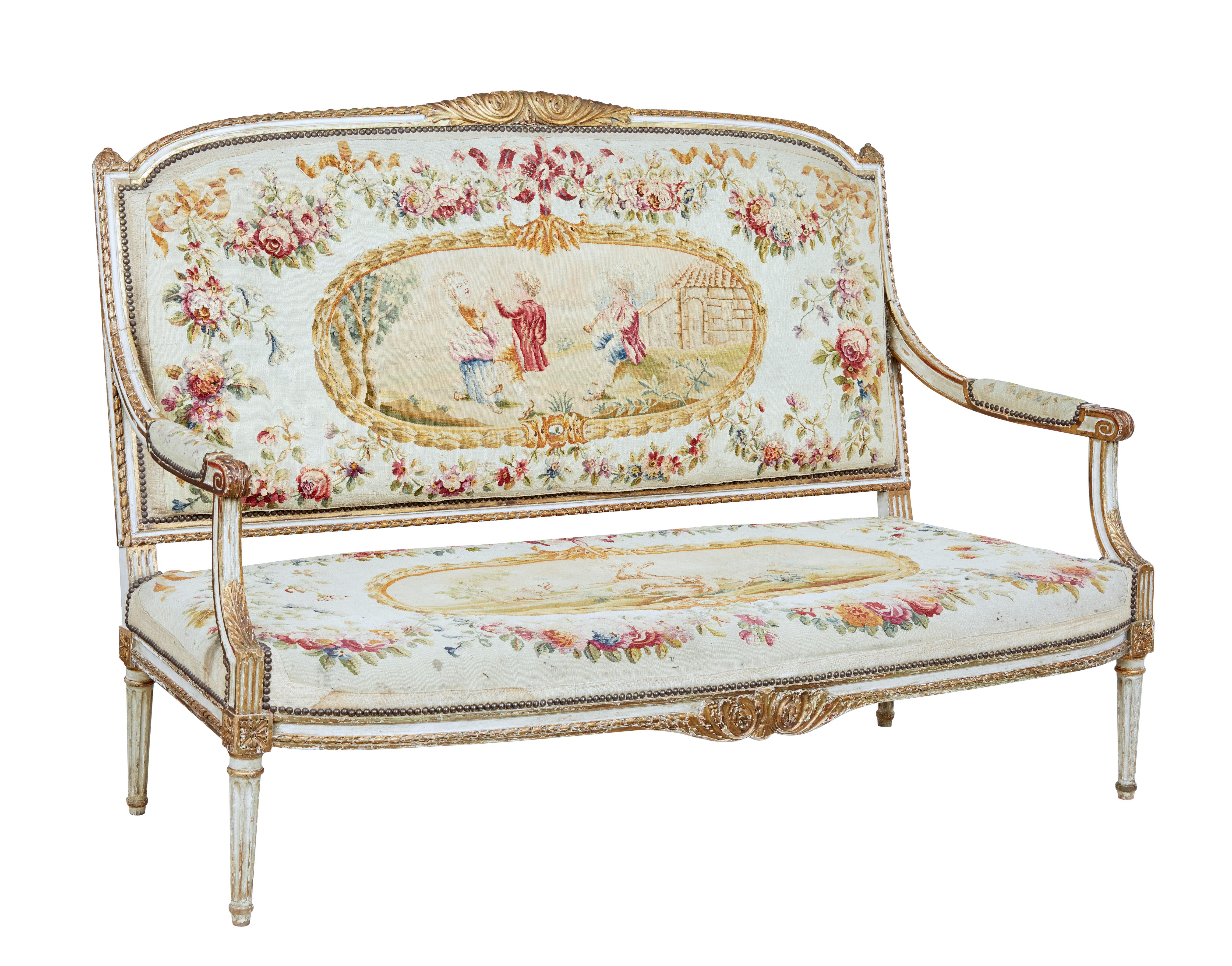 French Fine Quality Louis Philippe I Period 5 Piece Tapestry Gilt Salon Suite