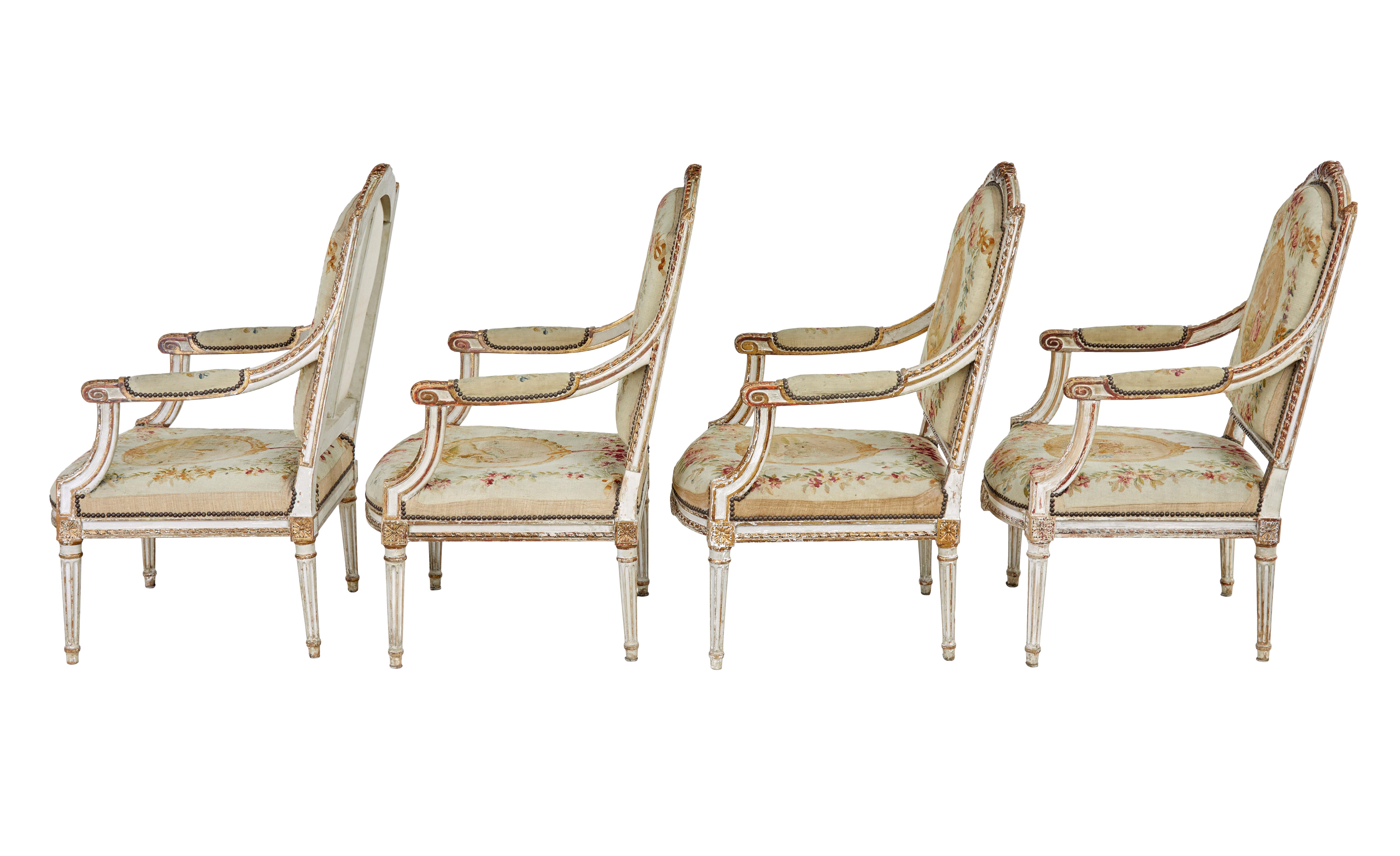 French Fine quality Louis Philippe I period 5 piece tapestry gilt salon suite For Sale