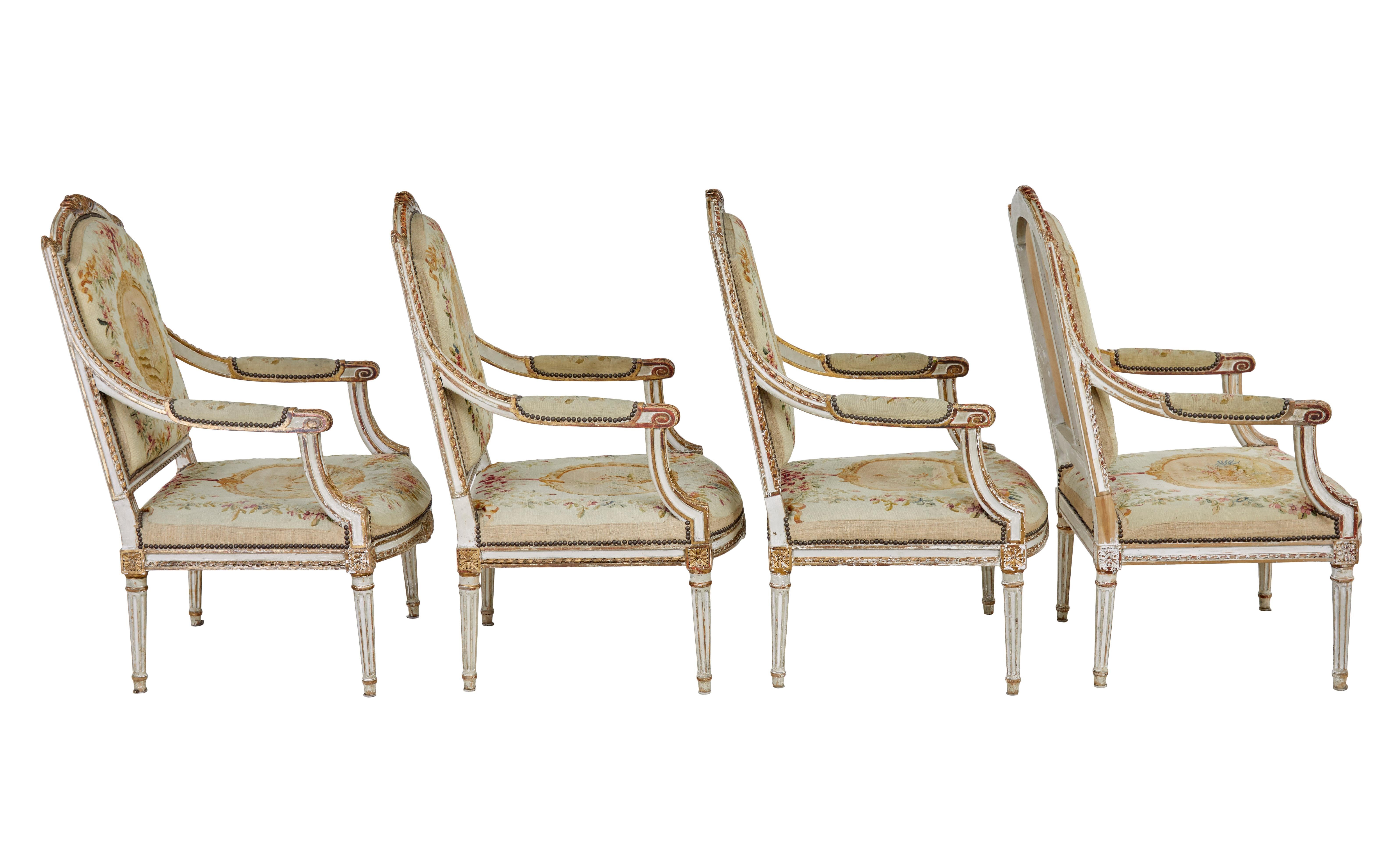 Hand-Crafted Fine quality Louis Philippe I period 5 piece tapestry gilt salon suite For Sale