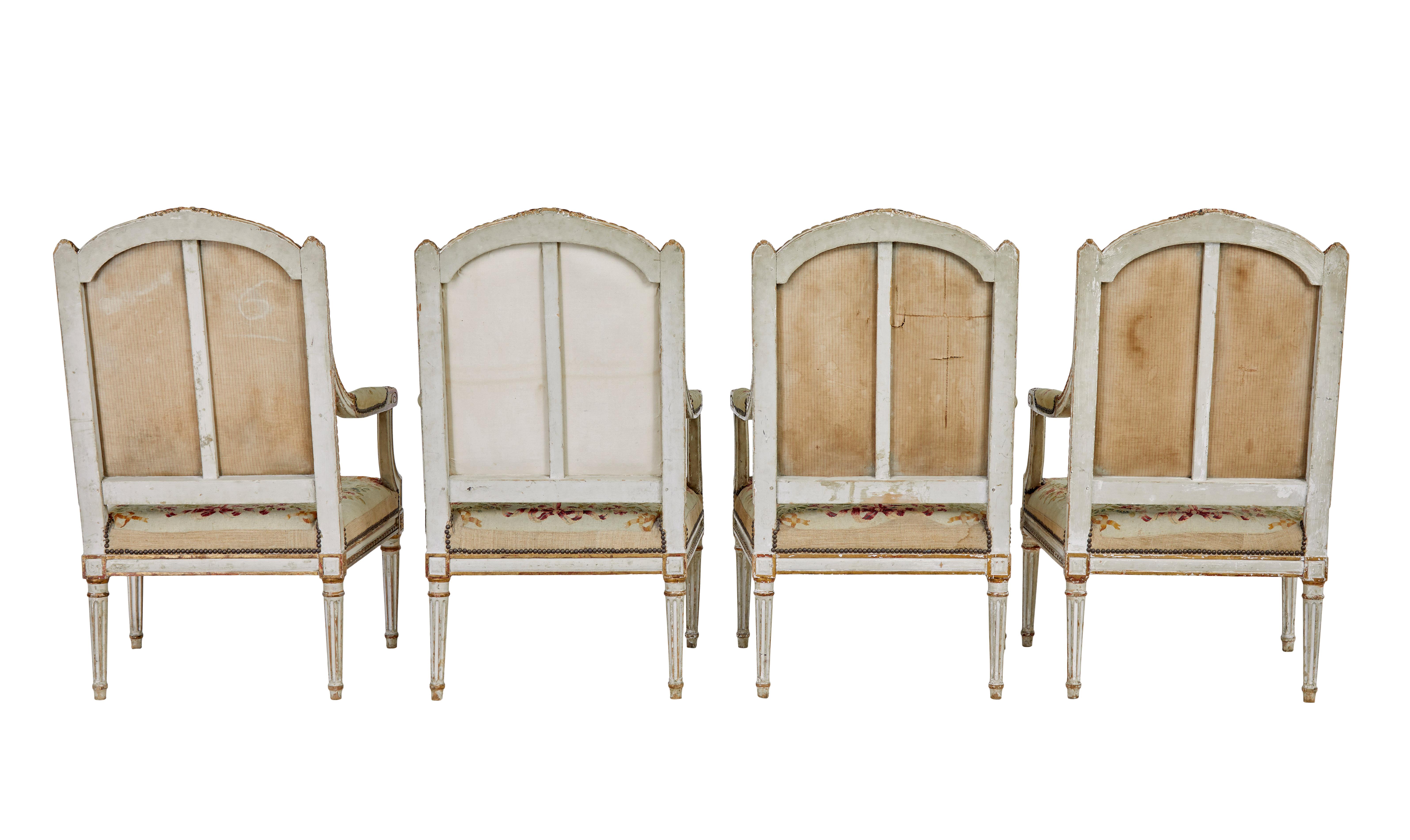 Fine quality Louis Philippe I period 5 piece tapestry gilt salon suite In Good Condition For Sale In Debenham, Suffolk