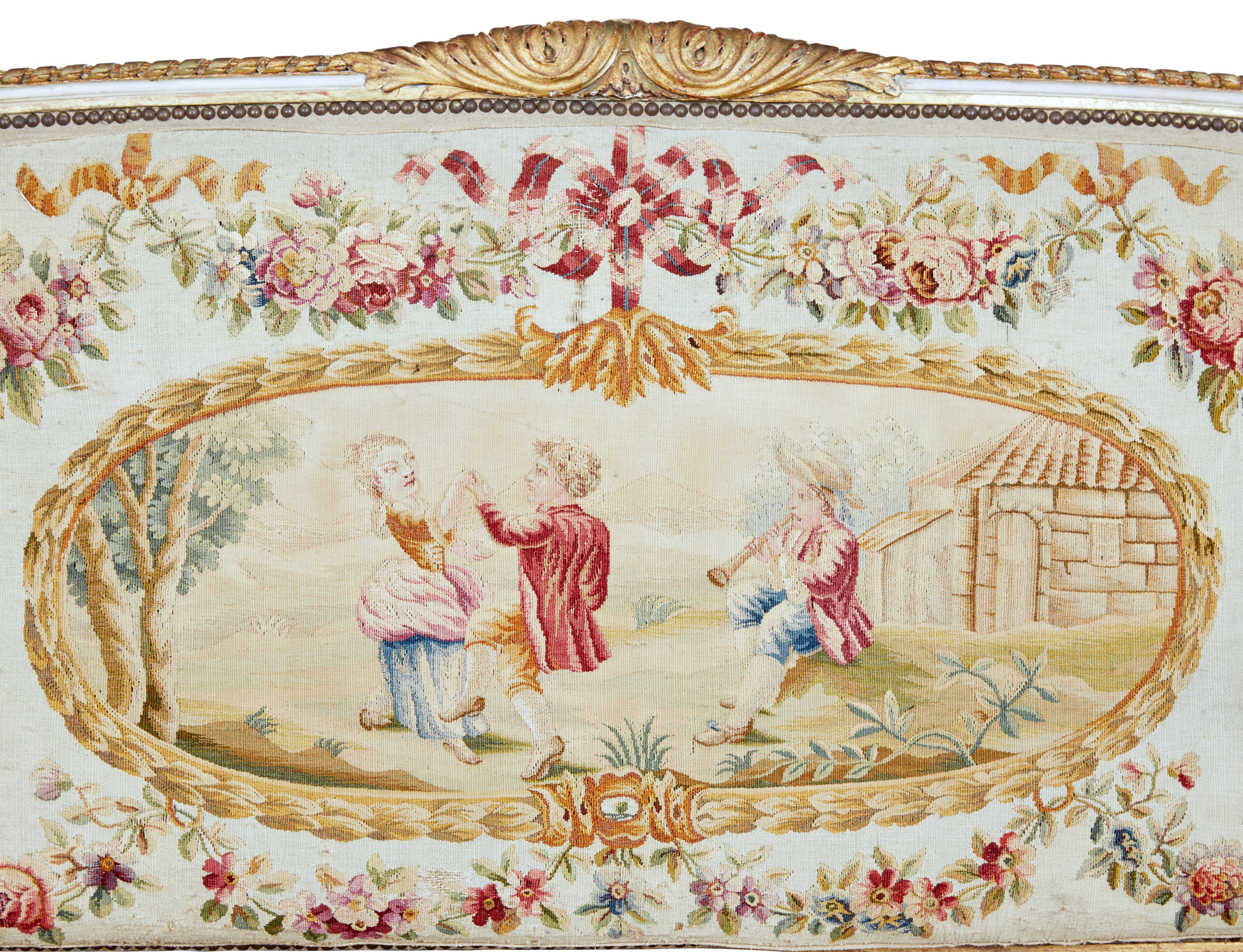 19th Century Fine Quality Louis Philippe I Period 5 Piece Tapestry Gilt Salon Suite