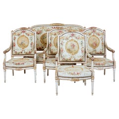 Suite de salon de 5 pièces en tapisserie dorée de qualité supérieure d'époque Louis Philippe I
