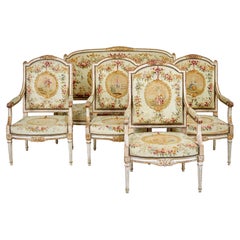 Suite de salon de 5 pièces en tapisserie dorée de qualité de la période Louis Philippe I