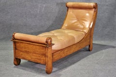 Canapé d'évanouissement en cuir de noyer, Daybed Chaise, de qualité supérieure, style Louis Phillips