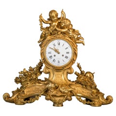 Fine Quality Louis XV-Style Gilt Bronze Figural Mantel Clock