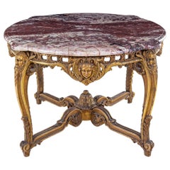 Fine Quality Louis XV-Style Marble-Top Giltwood Center Table