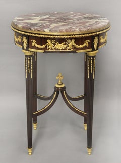 Fine Quality Louis XVI Style Gilt Bronze Mounted Lamp Table By François Linke