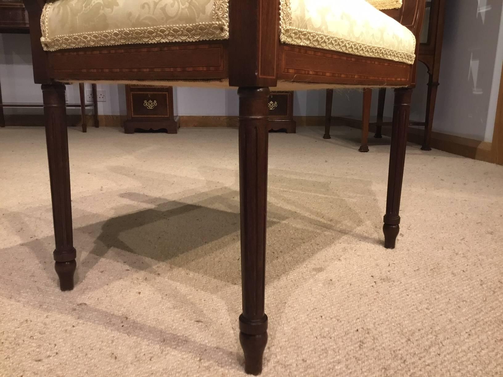 Fine Quality Mahogany Inlaid Edwardian Period Stool For Sale at 1stDibs
