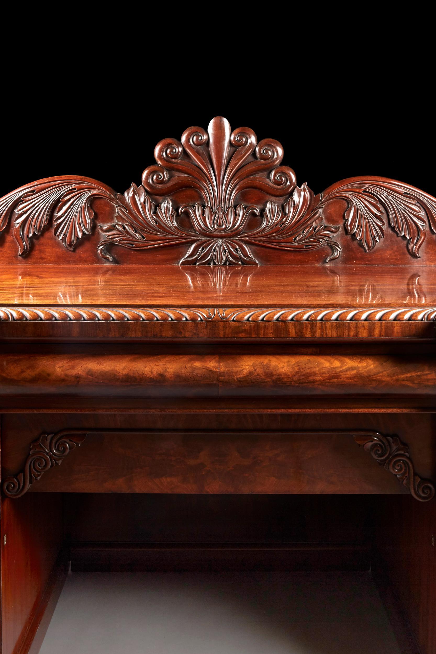 British Fine Quality Mahogany William IV Breakfront Front Sideboard For Sale