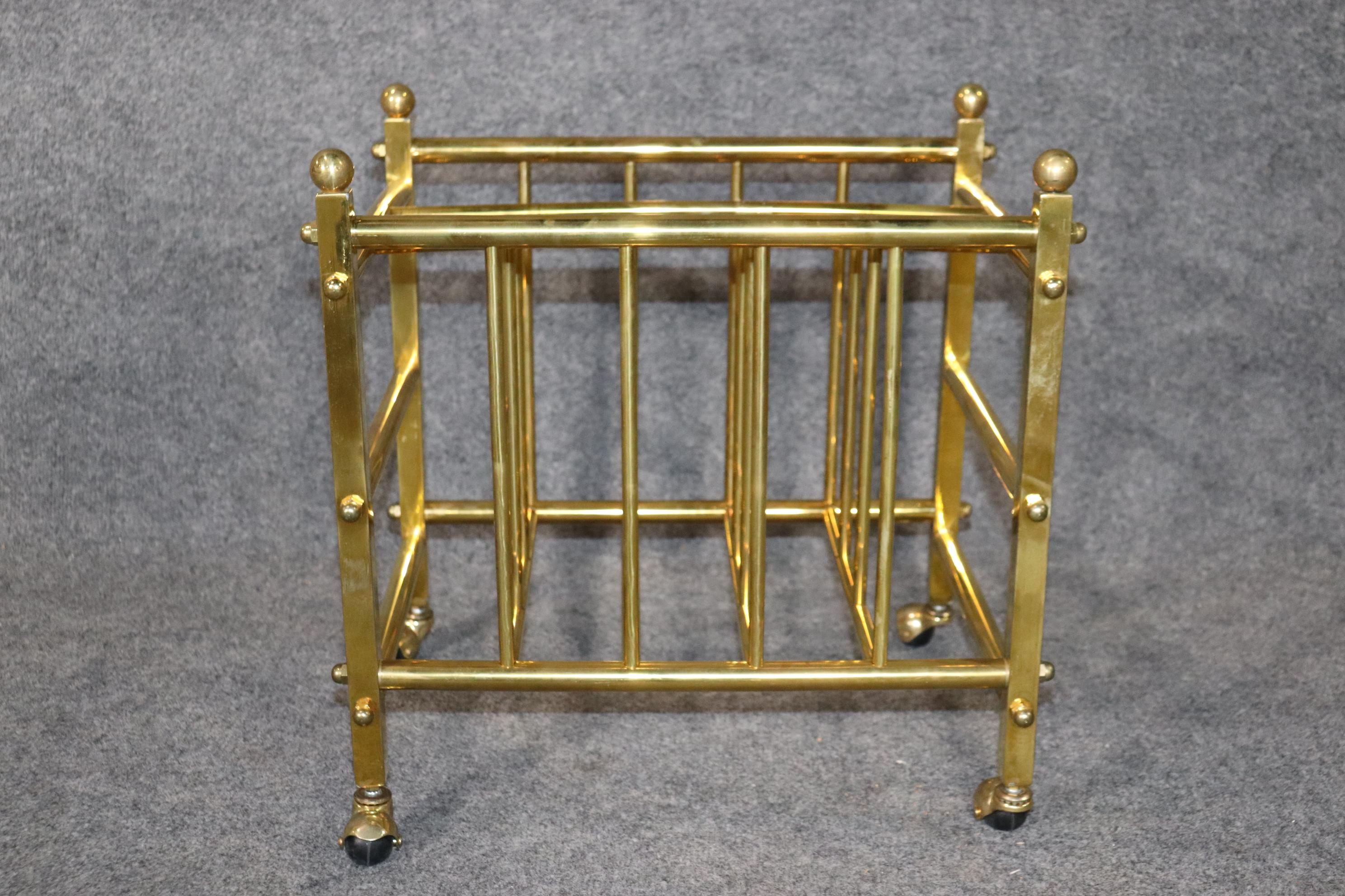 French Fine Quality Maison Jansen Style Brass Magazine Rack Directoire Style For Sale