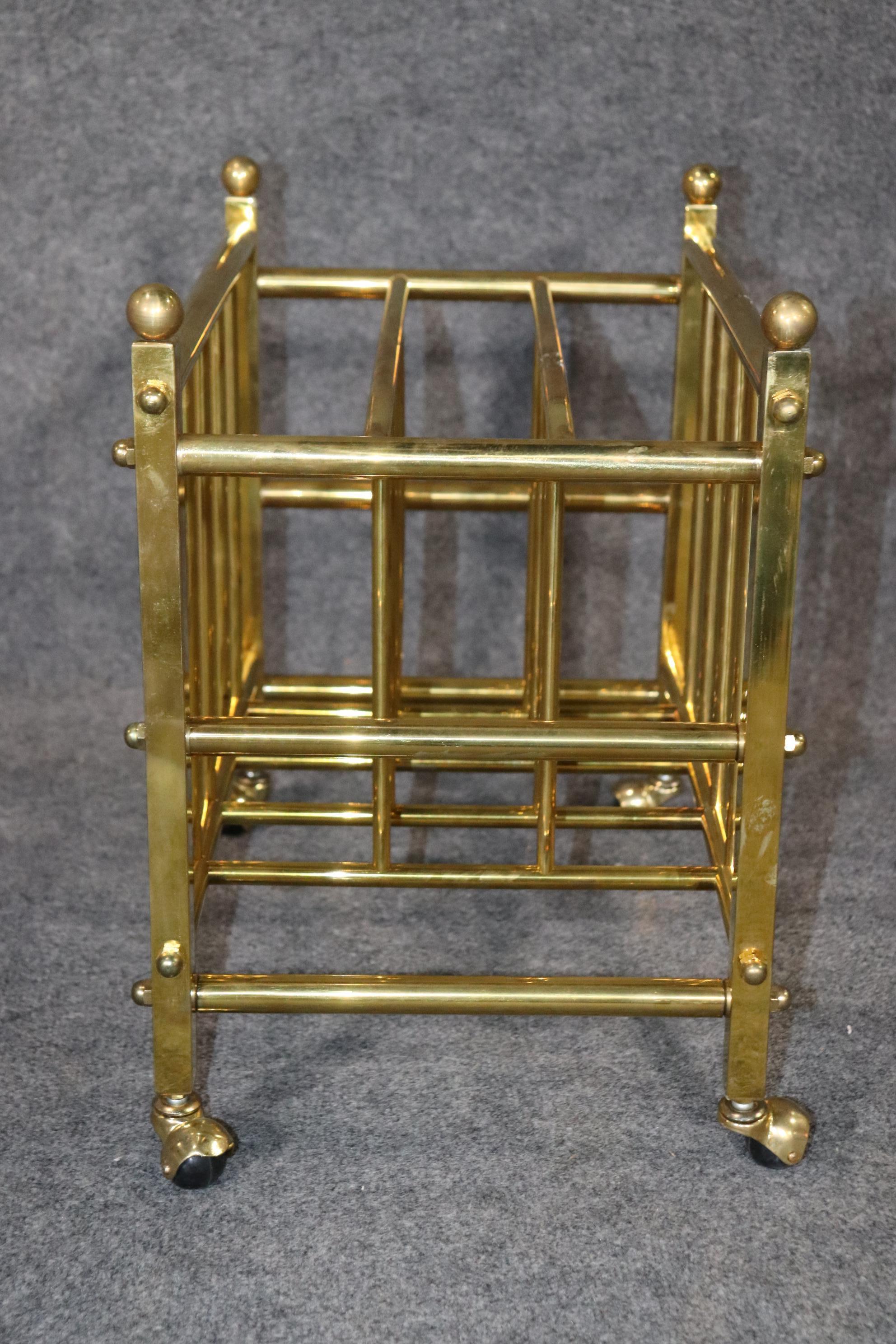 Fine Quality Maison Jansen Style Brass Magazine Rack Directoire Style In Good Condition For Sale In Swedesboro, NJ