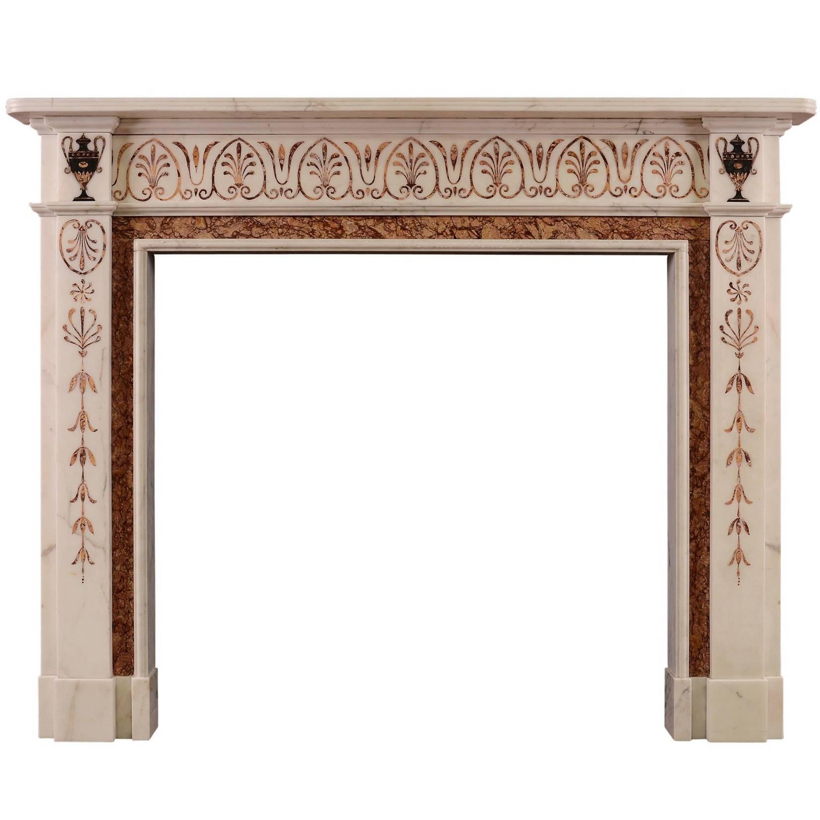 Fine Quality Marble Fireplace in the Manner of Pietro Bossi For Sale