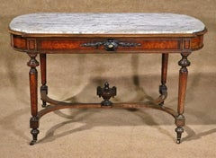 Fine Quality Marble Top American Victorian Library Writing Table Desk Circa 1890