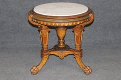 Fine Quality Marble Top Carved Walnut Center Table Attributed Gustave Herter