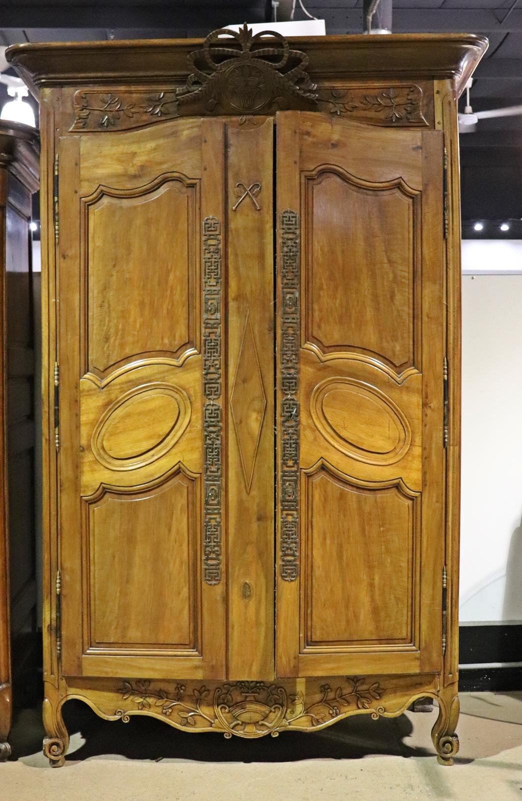 Fine Quality Massive Country French Armoire Great Hardware Carving, Circa 1790 6