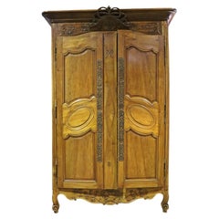 Fine Quality Massive Country French Armoire Great Hardware Carving, Circa 1790