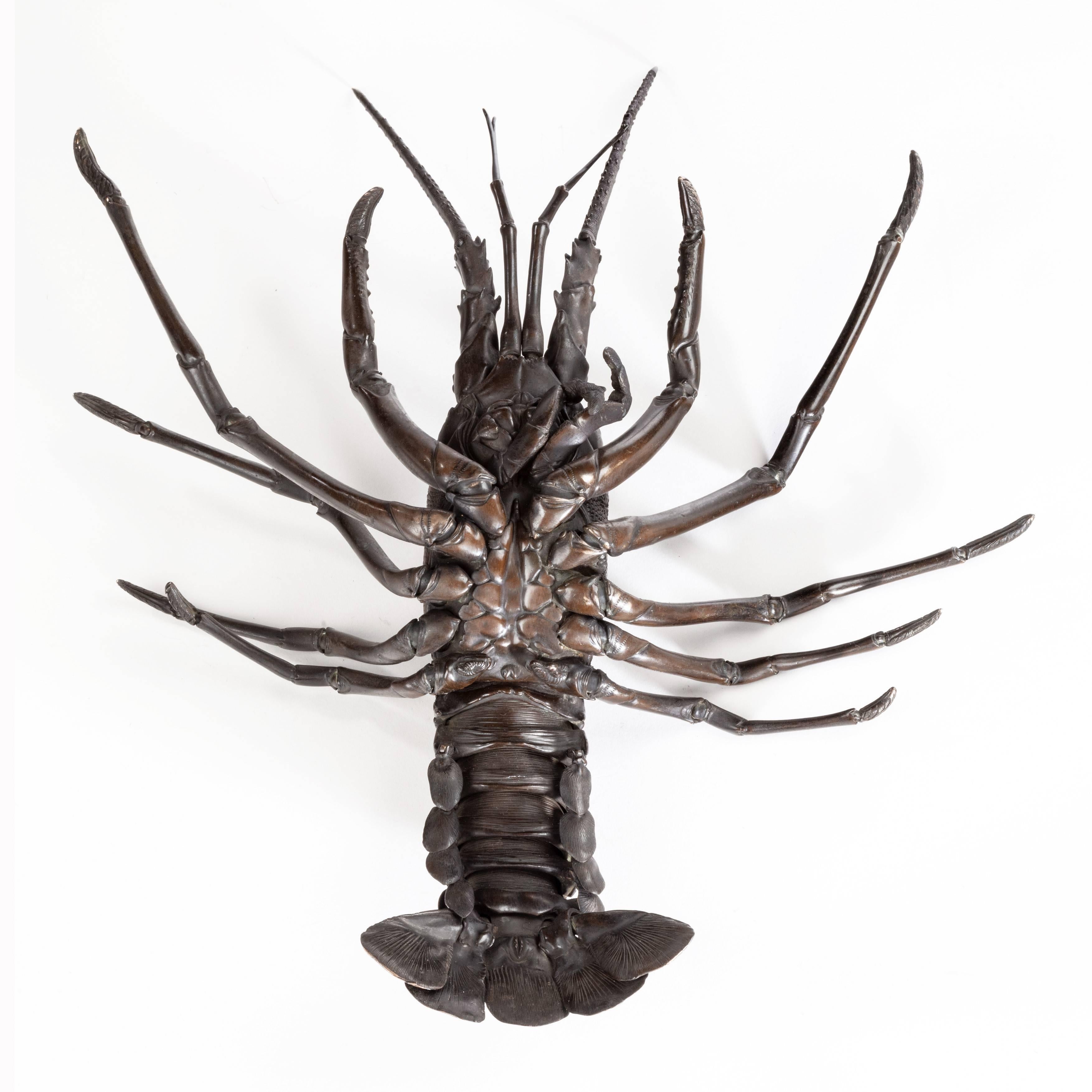 Fine Quality Meiji Period Bronze Okimono of a Lobster 8