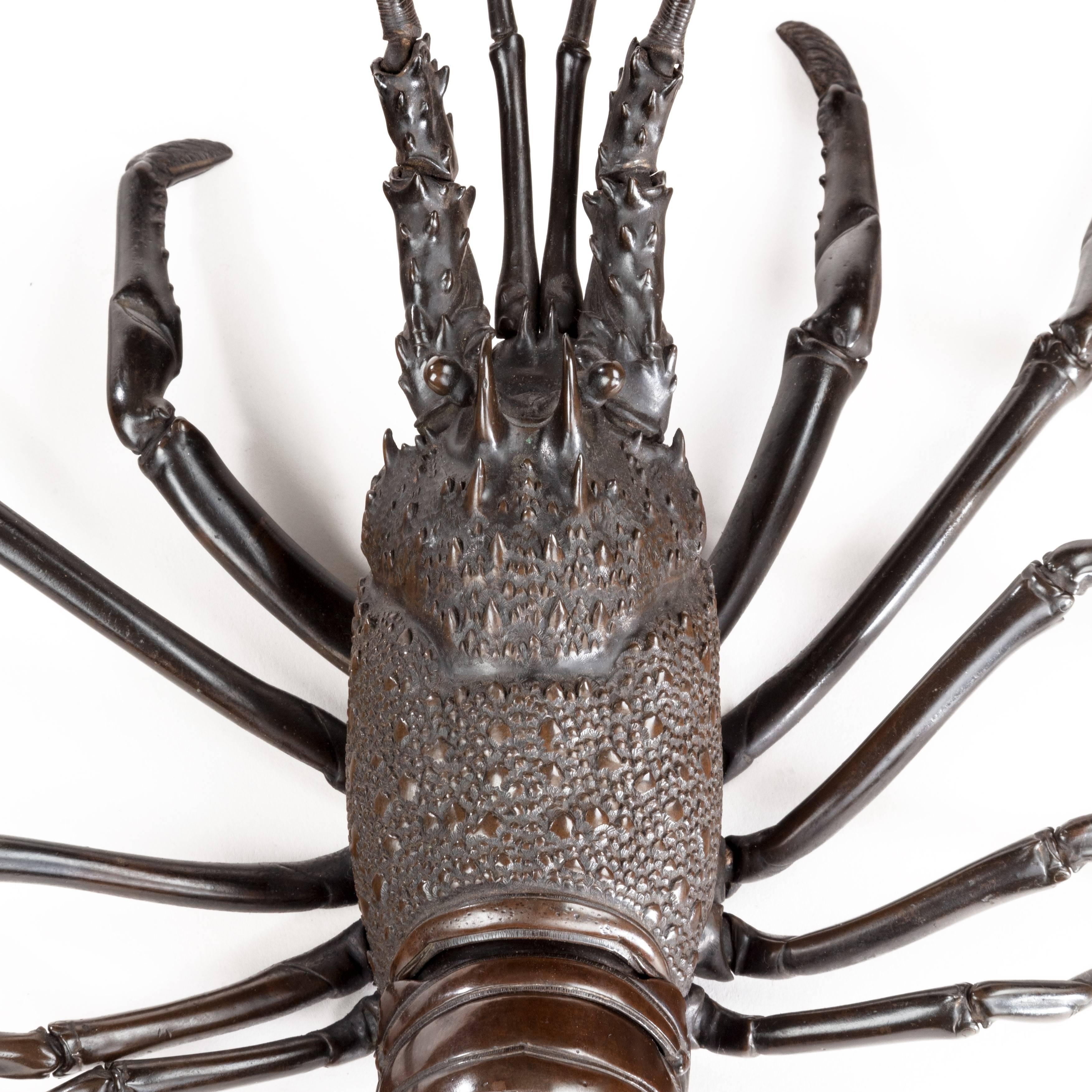 Fine Quality Meiji Period Bronze Okimono of a Lobster 2