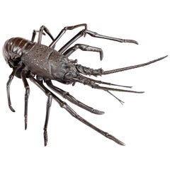 Okimono en bronze de la période Meiji de haute qualité représentant un homard