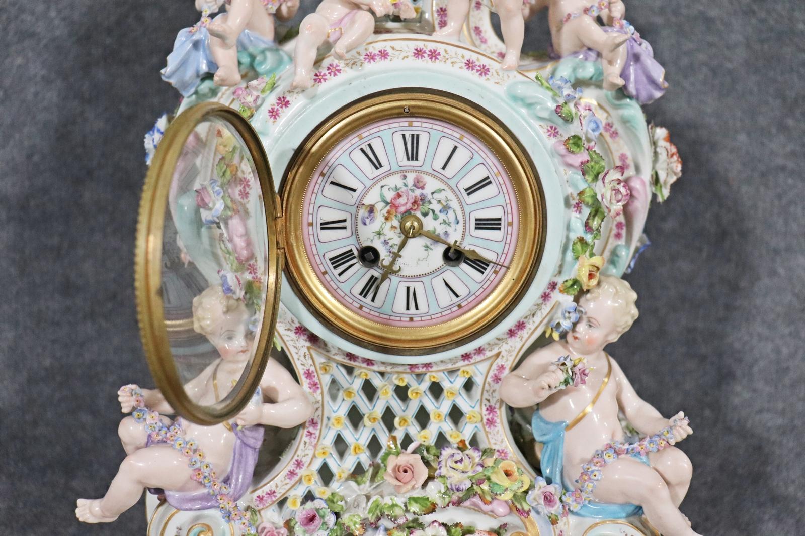 Mid-20th Century Fine Quality Meissen Figural Mantel Clock