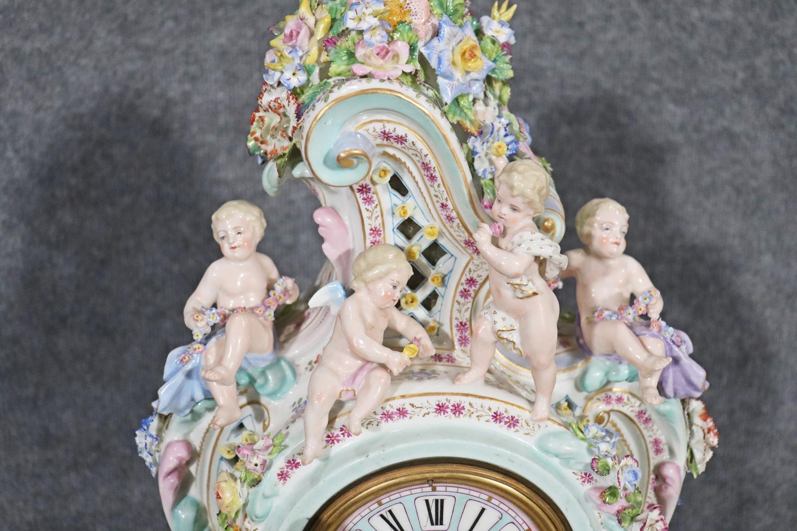 Porcelain Fine Quality Meissen Figural Mantel Clock